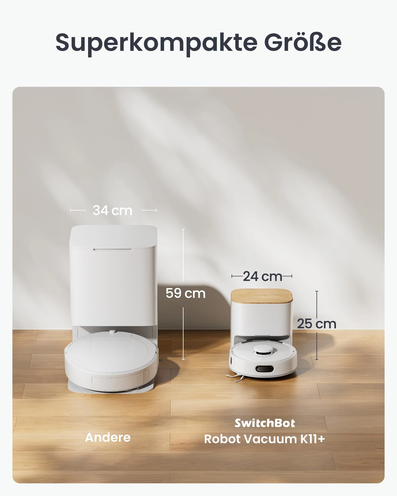 SwitchBot K11+ Saugerroboter mit Mopp, 6000Pa Saugkraft, 90 Tage Staubauffang, Selbstentleerung, LDS Smarte Kartierung, schlankes 3,6" Design, kompatibel mit Apple Home, Alexa, Google Home und Matter - Image 8