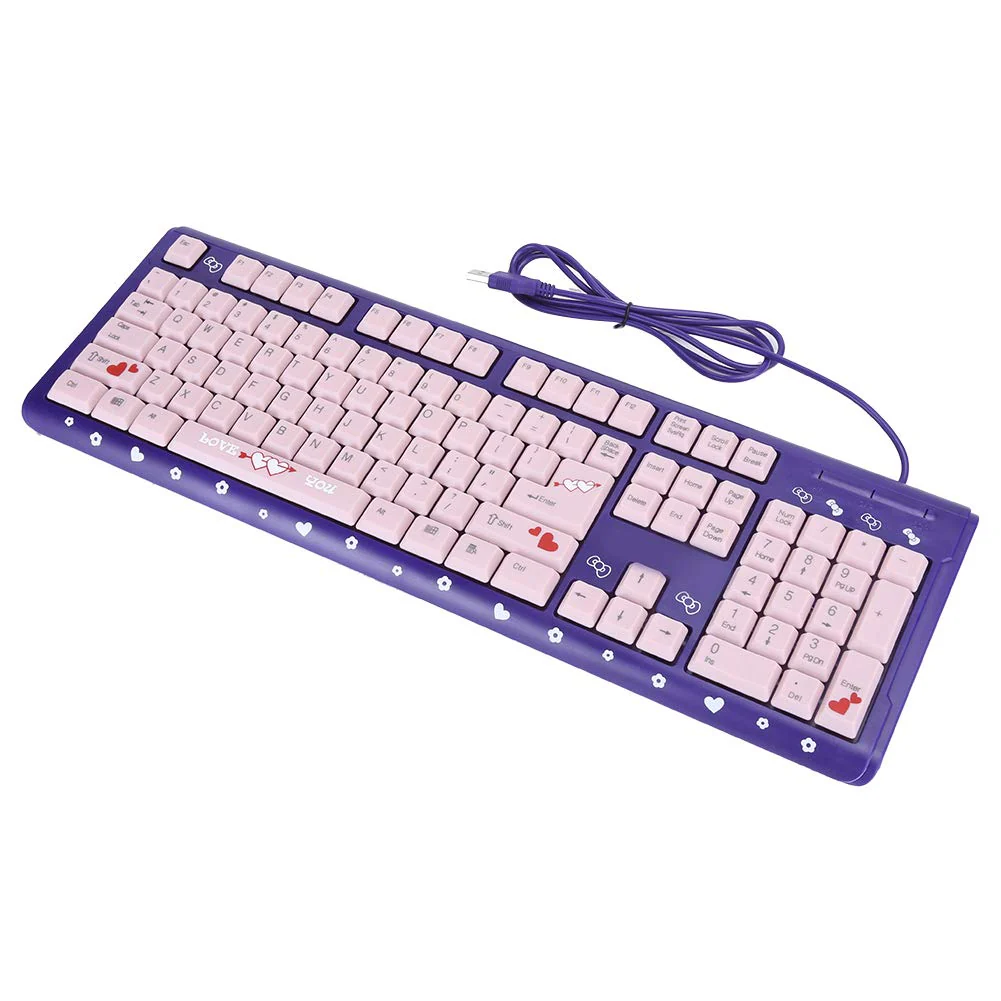 Sxhlseller 104 Tasten USB Wired Keyboard, QWERTY Ultra Thin Cartoon Computer Keyboard, wasserdichte Universal Mechanische Tastatur für Home Business Office Game(Lila Pulver) - Image 2