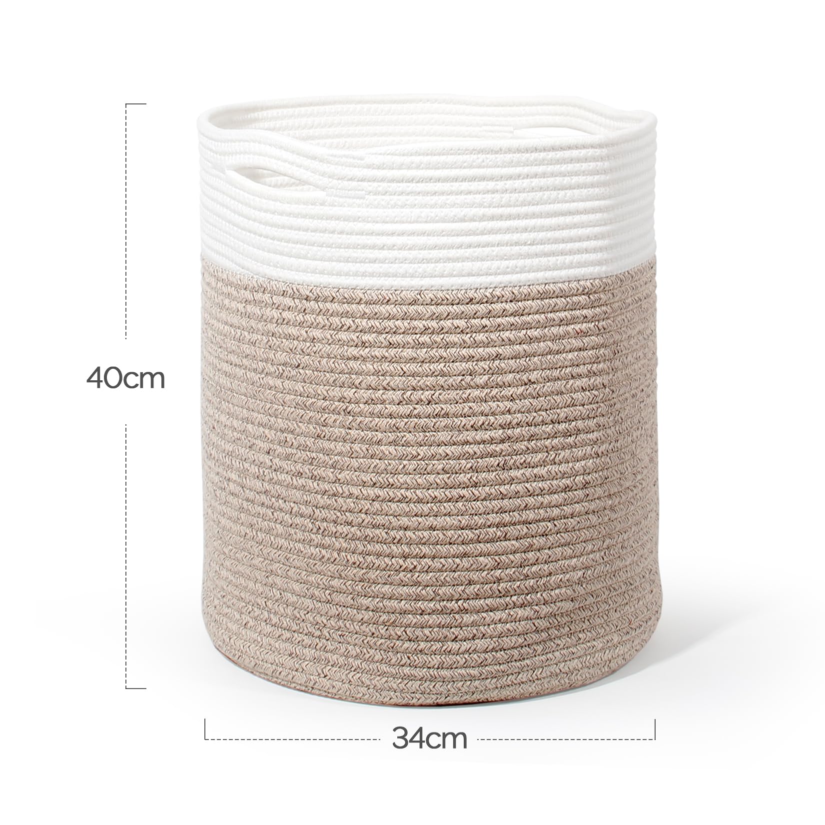 SYLANDO Waschekorb aus Baumwolle mit Griffen, Aufbewahrungskorb Geflochten, Laundry Baskets, Korb Aufbewahrung für decken, spielzeug, kuscheltier,Kleidung (Braun-H40) - Image 6