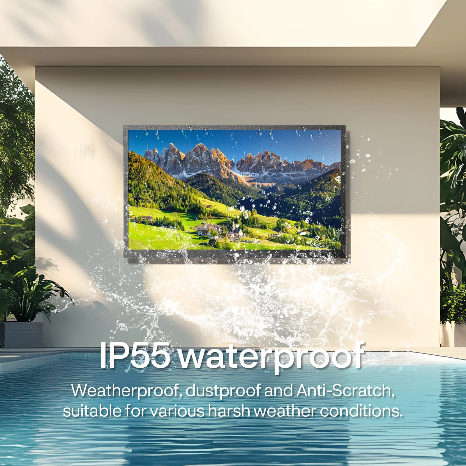 SYLVOX 32 Zoll Outdoor TV, IP55 wasserdichte Smart Google TV mit 1500 Nits Helligkeit, 1080P FHD, Wetterfester Outdoor Fernseher für Garten, Terrasse, Balkon (Pool SE 2025) - Image 10