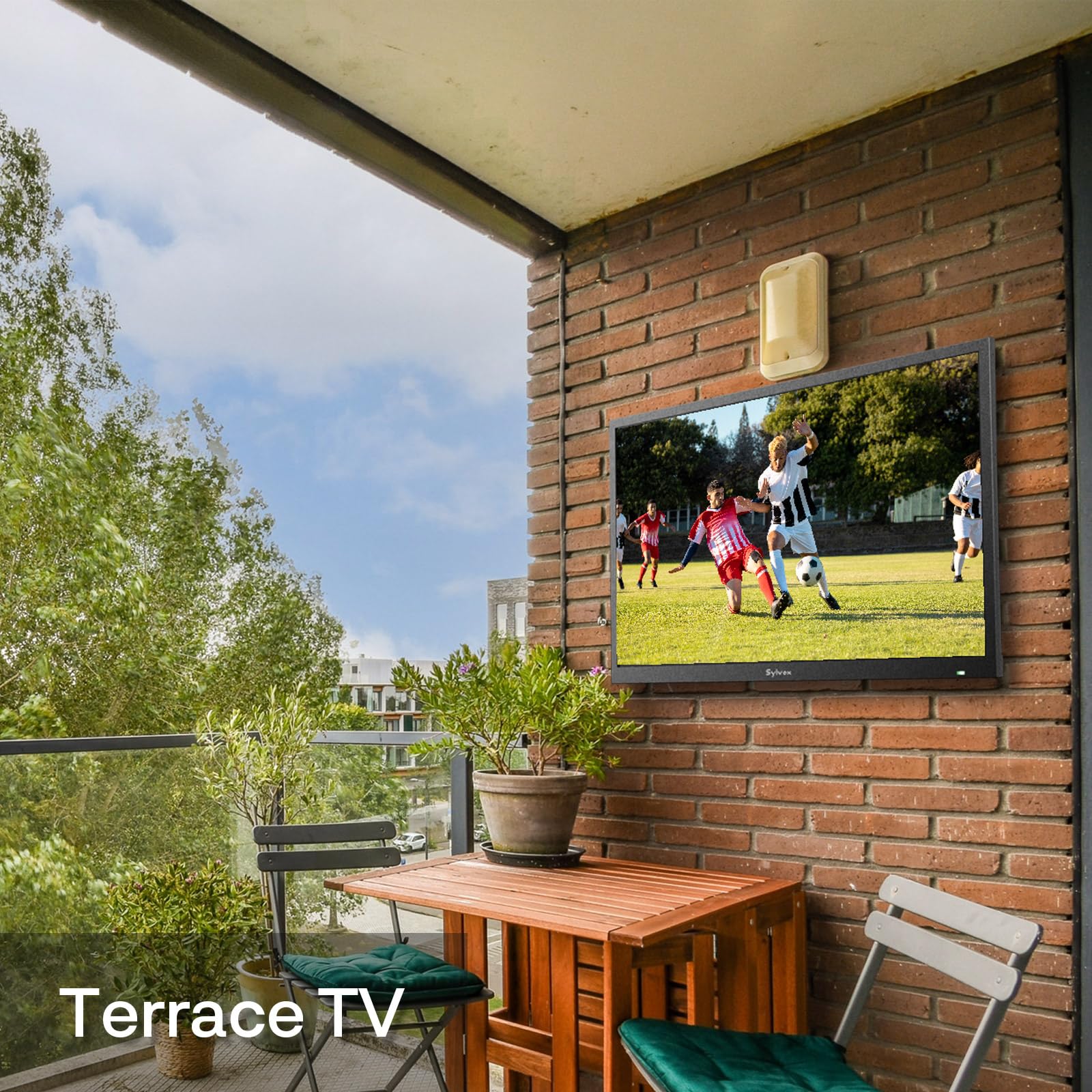 SYLVOX 32 Zoll Outdoor TV, IP55 wasserdichte Smart Google TV mit 1500 Nits Helligkeit, 1080P FHD, Wetterfester Outdoor Fernseher für Garten, Terrasse, Balkon (Pool SE 2025) - Image 11