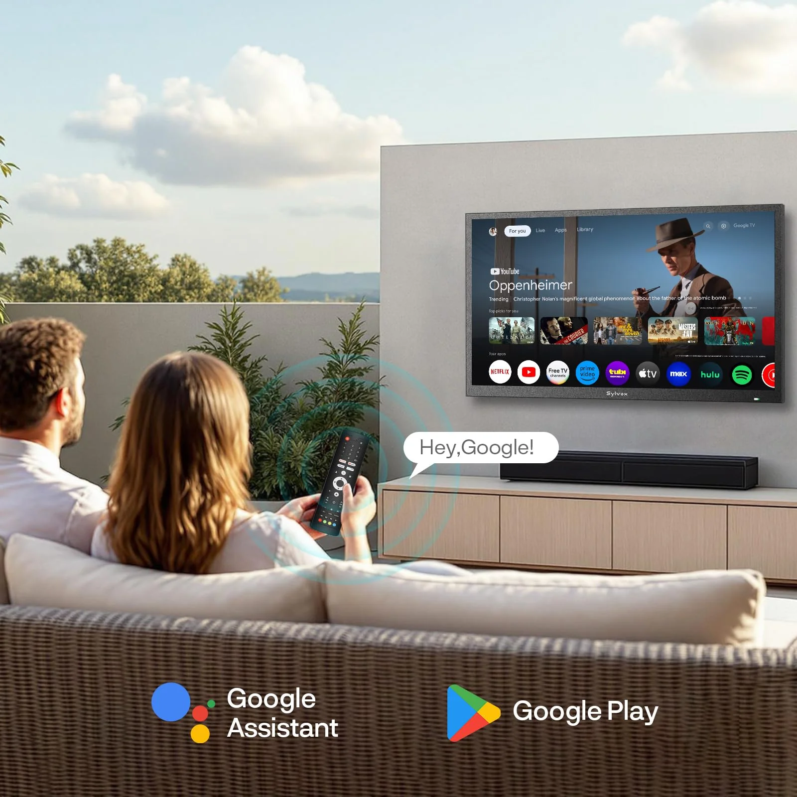 SYLVOX 32 Zoll Outdoor TV, IP55 wasserdichte Smart Google TV mit 1500 Nits Helligkeit, 1080P FHD, Wetterfester Outdoor Fernseher für Garten, Terrasse, Balkon (Pool SE 2025) - Image 8