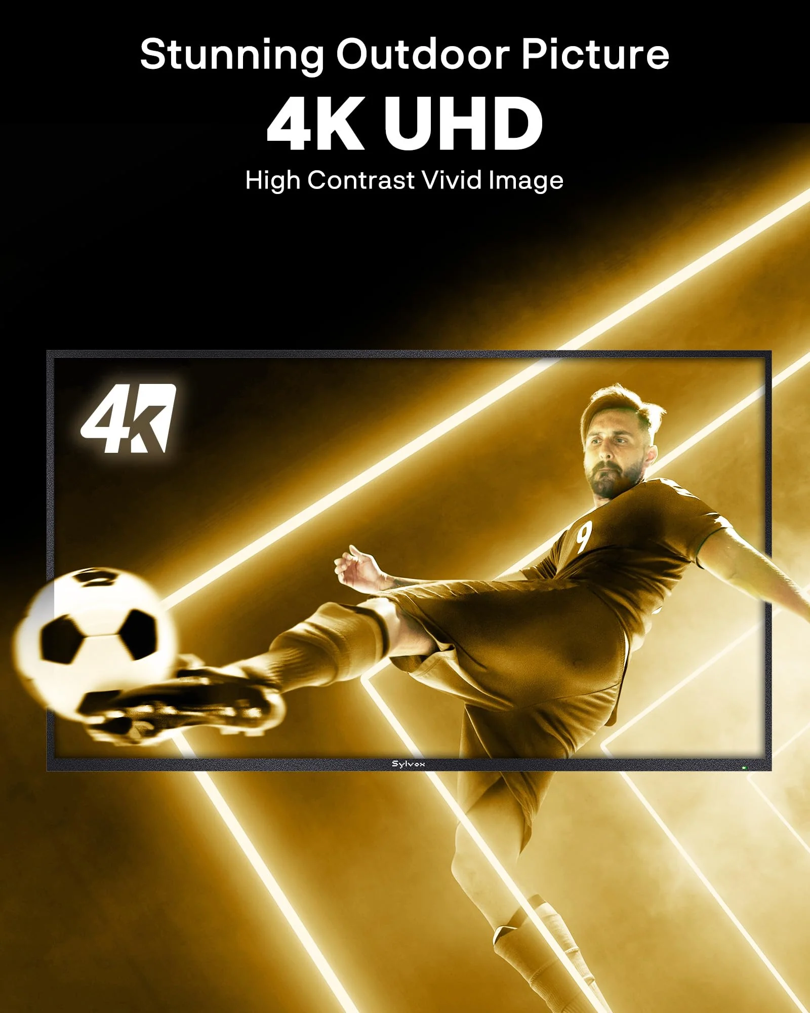 SYLVOX 65" Outdoor Fernseher, 120Hz| 4K Ultra HD | HDR 10 | Dolby Atmos | Google Outdoor TV, WiFi 5G & HDMI 2.1 Wetterfest und IP55 Wasserdicht TV, 1000 Nits Smart Fernseher für Gaming (Modell 2025) - Image 9