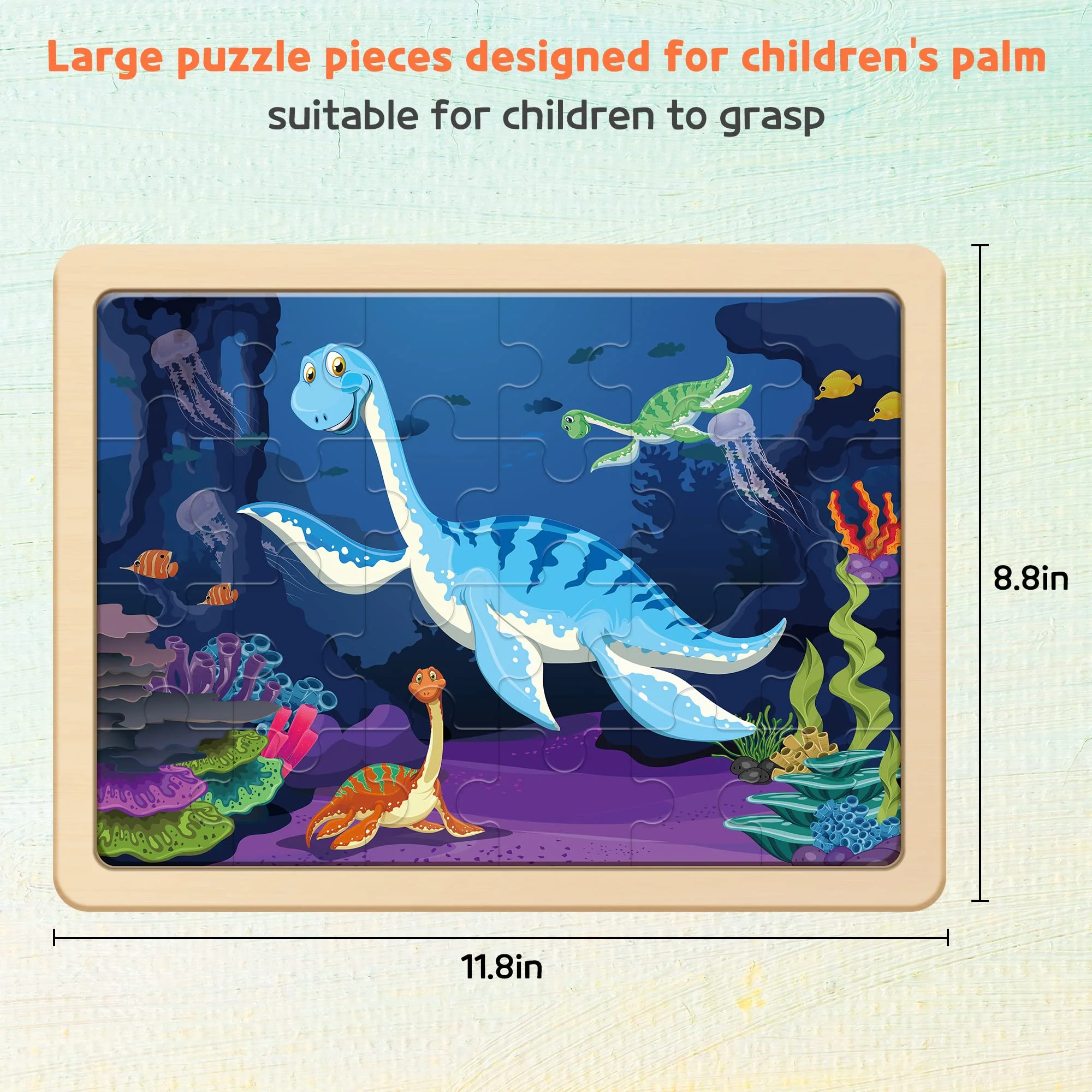 SYNARRY Dinosaurier Puzzle ab 3 4 5 6 Jahre, 4x24 Teilen Kinder Dino Holzpuzzle, Vorschule Lehrreiches Spielzeug, Geschenke für Kinder für Jungen und Mädchen - Image 4