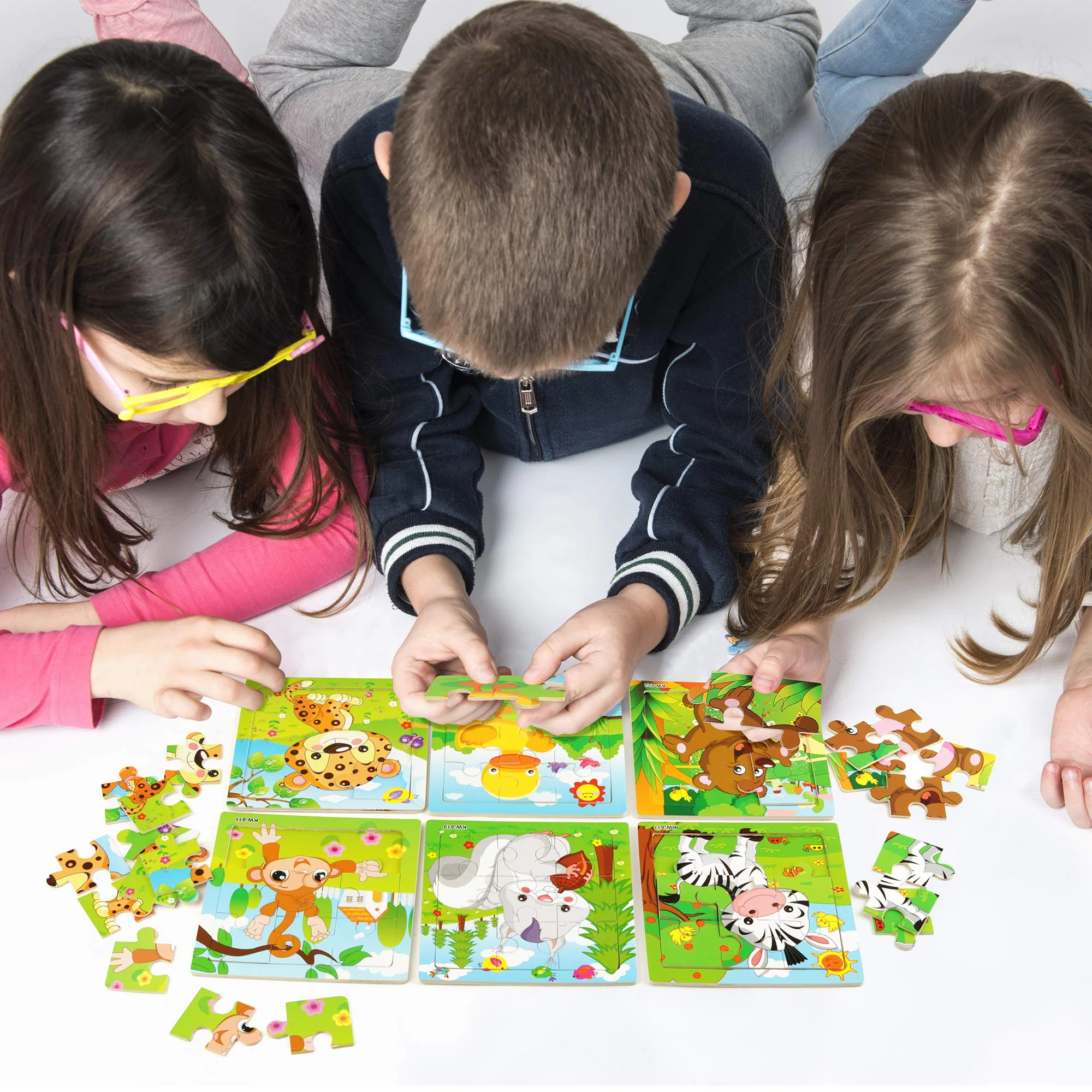 SYNARRY Kinder Puzzle ab 2 3 Jahre Mädchen Jungen, 6×9 Teile Tiere Holzpuzzle,Lernspielzeug für Kleinkinder - Image 2