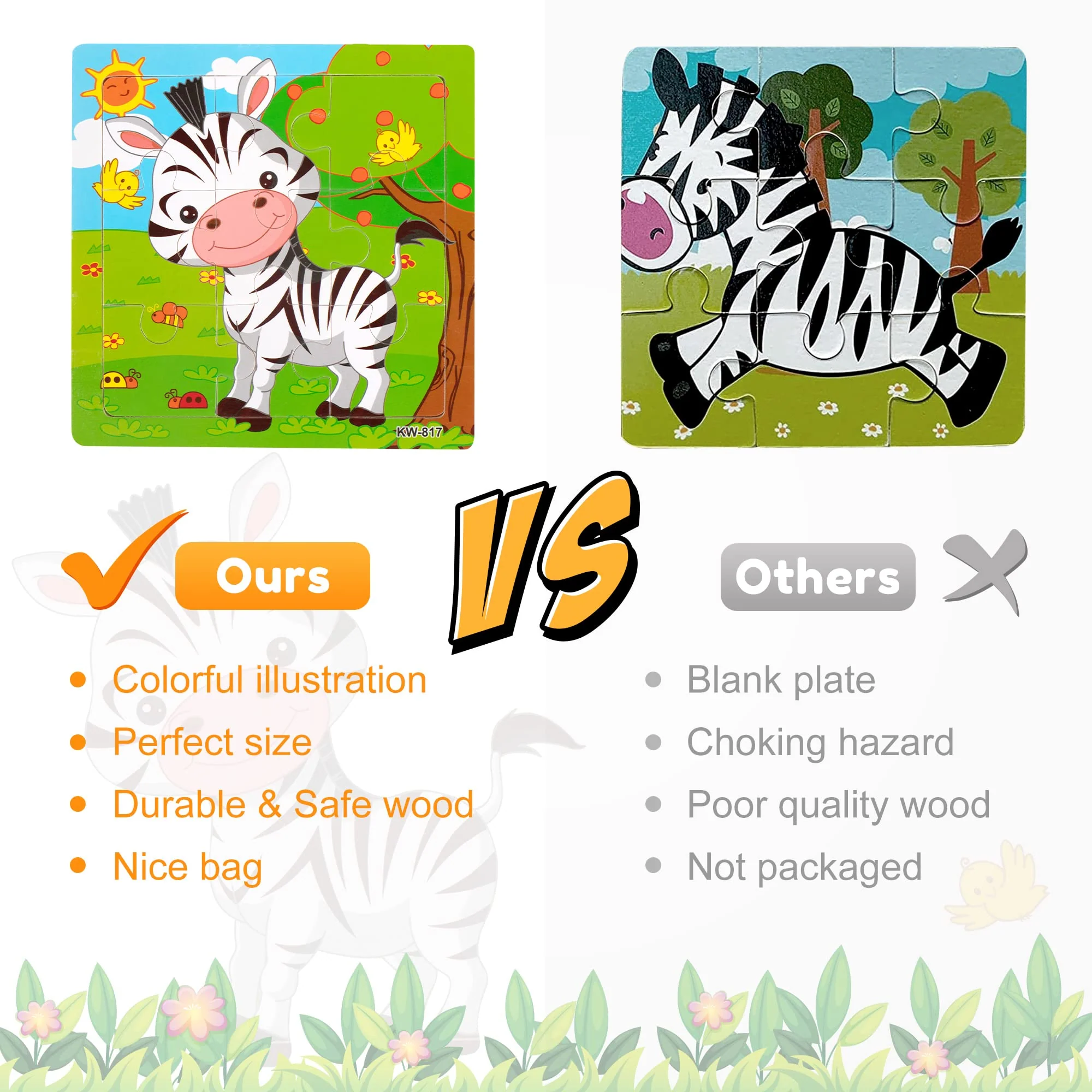 SYNARRY Kinder Puzzle ab 2 3 Jahre Mädchen Jungen, 6×9 Teile Tiere Holzpuzzle,Lernspielzeug für Kleinkinder - Image 4