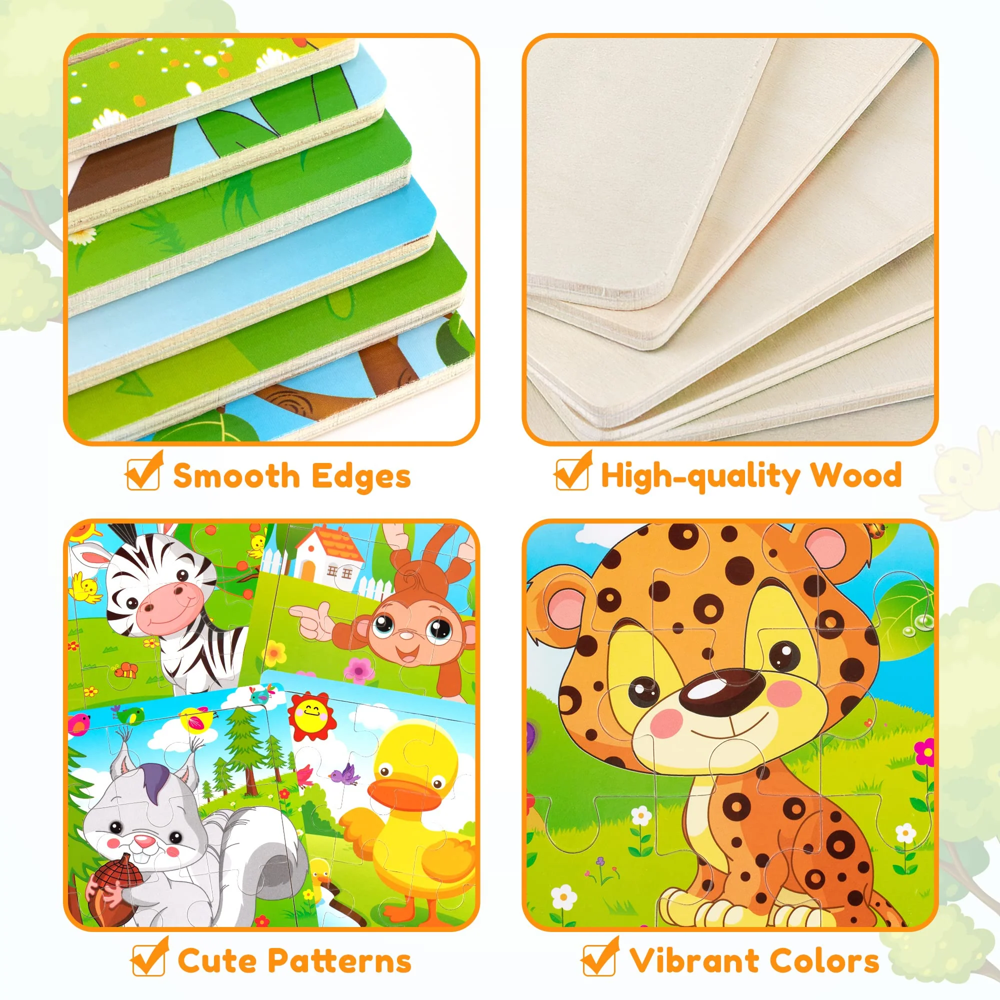 SYNARRY Kinder Puzzle ab 2 3 Jahre Mädchen Jungen, 6×9 Teile Tiere Holzpuzzle,Lernspielzeug für Kleinkinder - Image 5