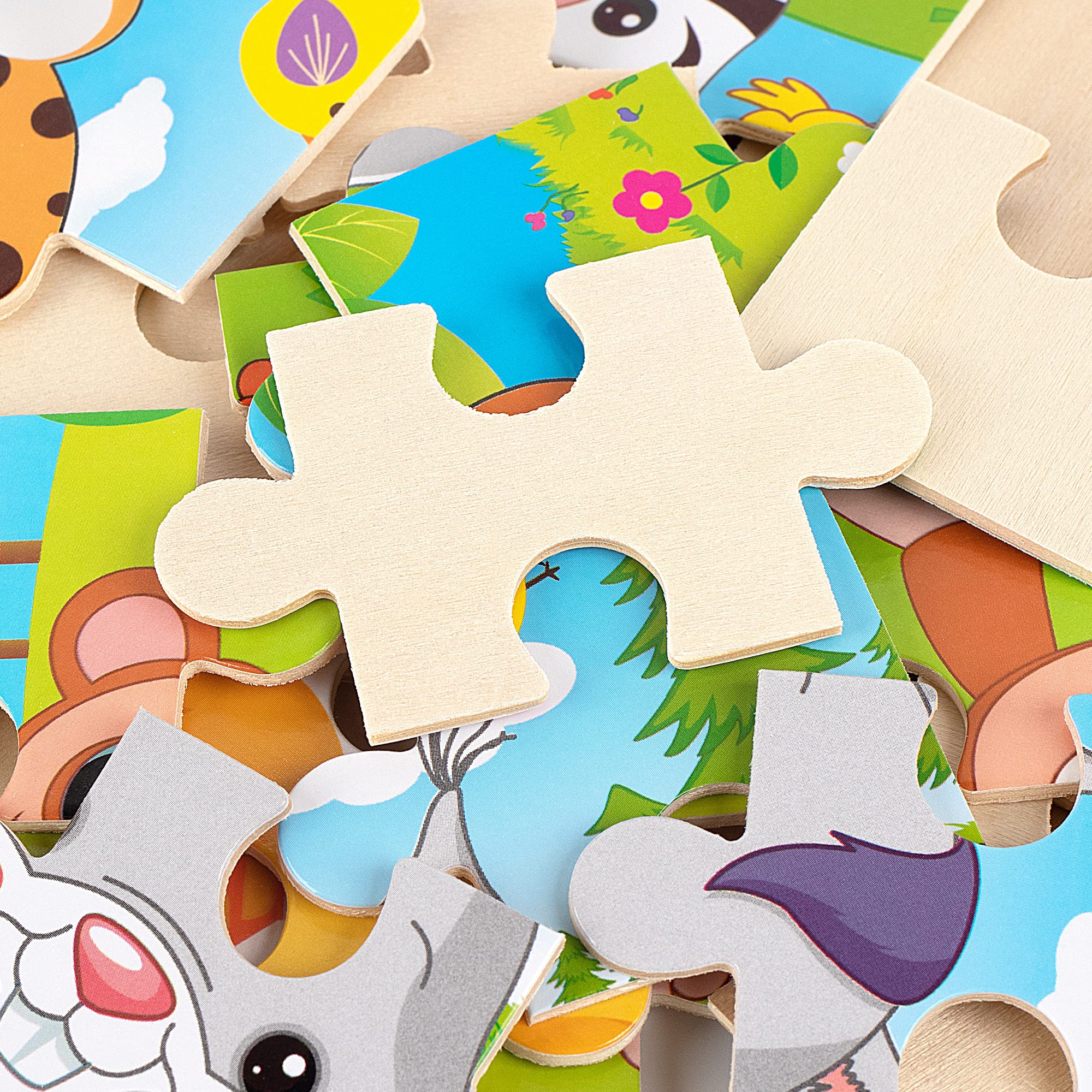 SYNARRY Kinder Puzzle ab 2 3 Jahre Mädchen Jungen, 6×9 Teile Tiere Holzpuzzle,Lernspielzeug für Kleinkinder - Image 6