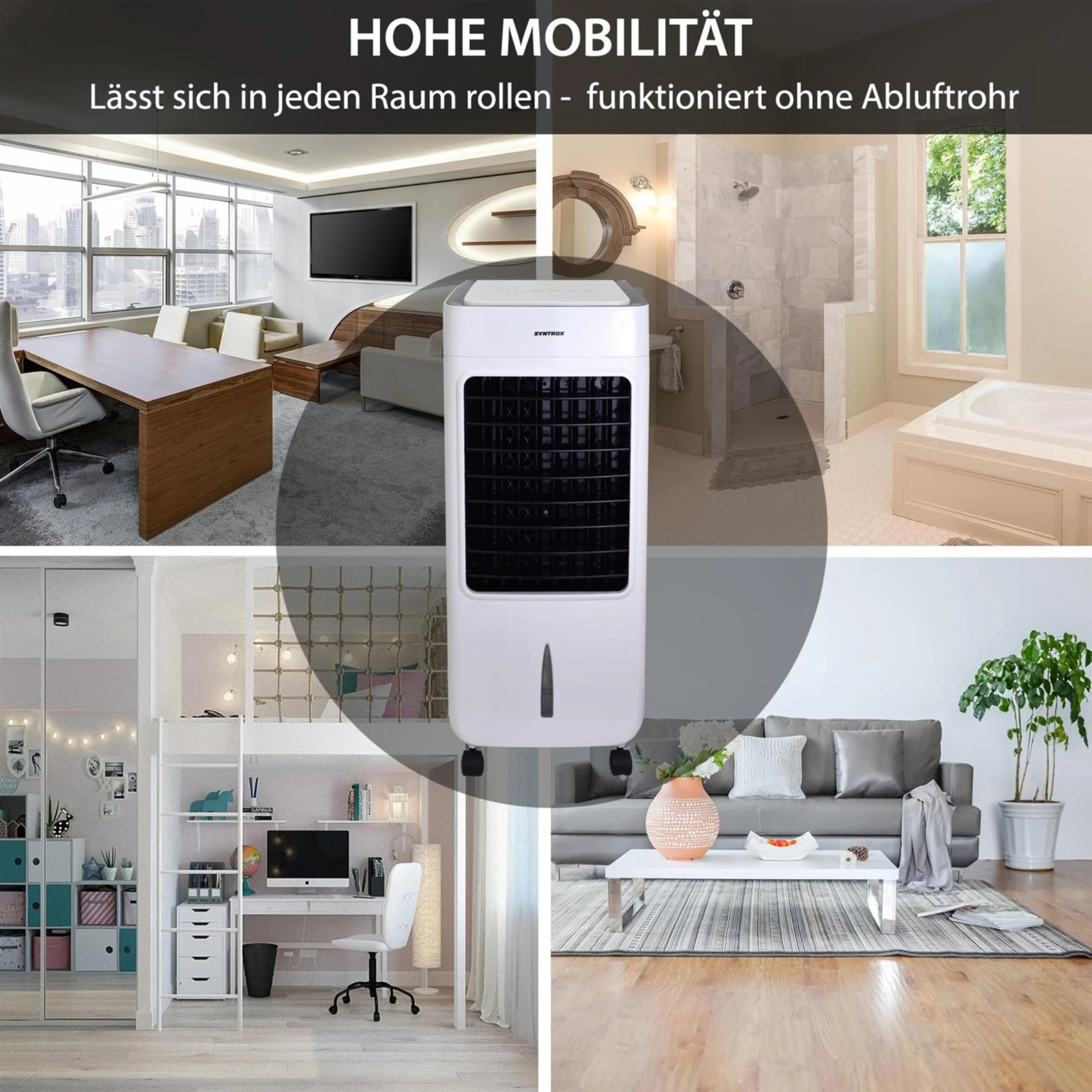 Syntrox Luftkühler mit Fernbedienung Breeze | Wasserkühler | Verdunstungskühler, Timer, Raumklimagerät, mobile Klimaanlage, Ventilator mit Befeuchtung - Image 8