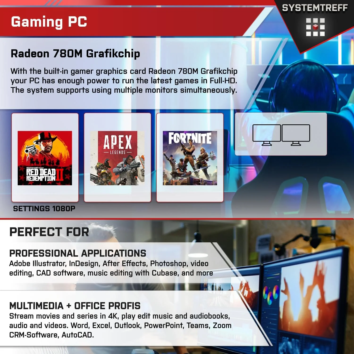 SYSTEMTREFF Office PC AMD Ryzen 7 8700G 8x5.1GHz | AMD Radeon 780M 4K HDMI DX12 | 1TB M.2 NVMe | 32GB DDR5 RAM | WLAN Silent Desktop Computer Rechner für Büro Business Multimedia - Image 6