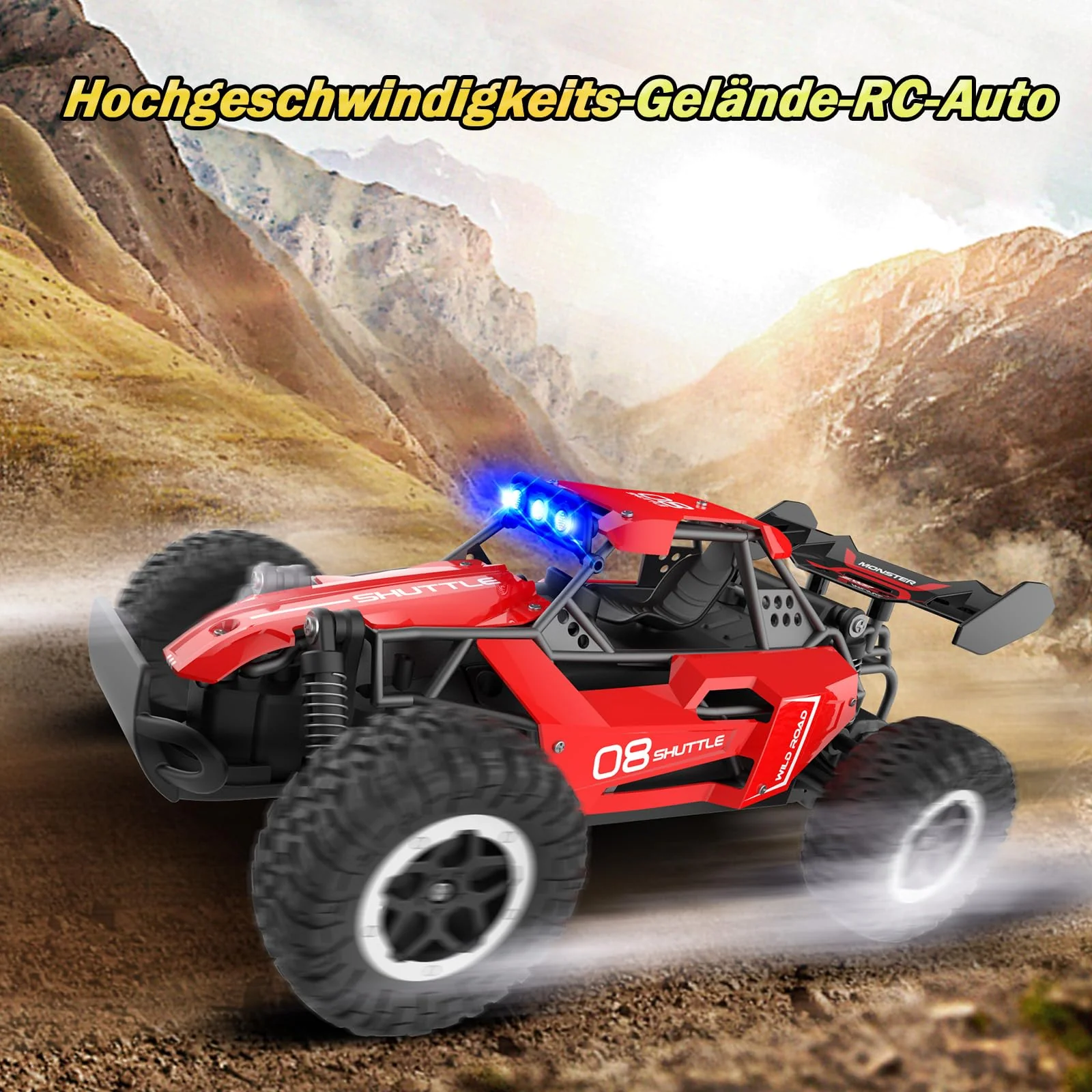 SZJJX Ferngesteuertes Auto ab 3 4 5 6 7 8+ Jahre Kinder,2.4Ghz RC Auto Spielzeug mit Alloy Gehäuse,LED Blinken,2WD 20KM/H Rennauto Ferngesteuert,RC Car Crawler Geschenk Mädchen Junge Kinder Rot - Image 5