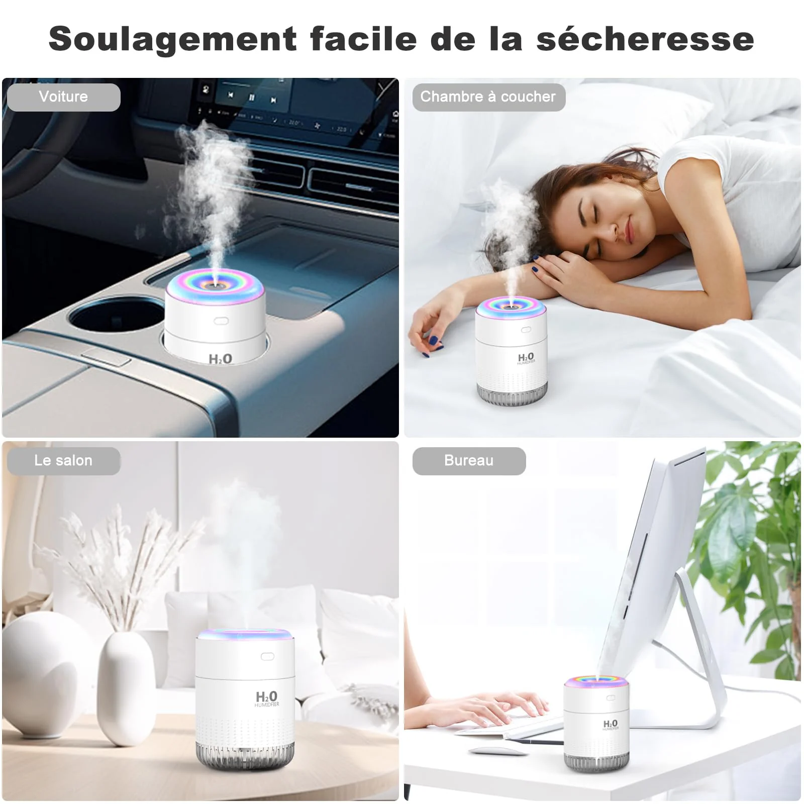 SZO Luftbefeuchter Mini-Luftbefeuchter Luftbefeuchter Für Den Innenbereich Mit Led-Licht, Auto-Off-Funktion Und Zwei Vernebelungsmodi Geeignet Für Den Einsatz In Autos, Schlafzimmern Und Büros - Image 4