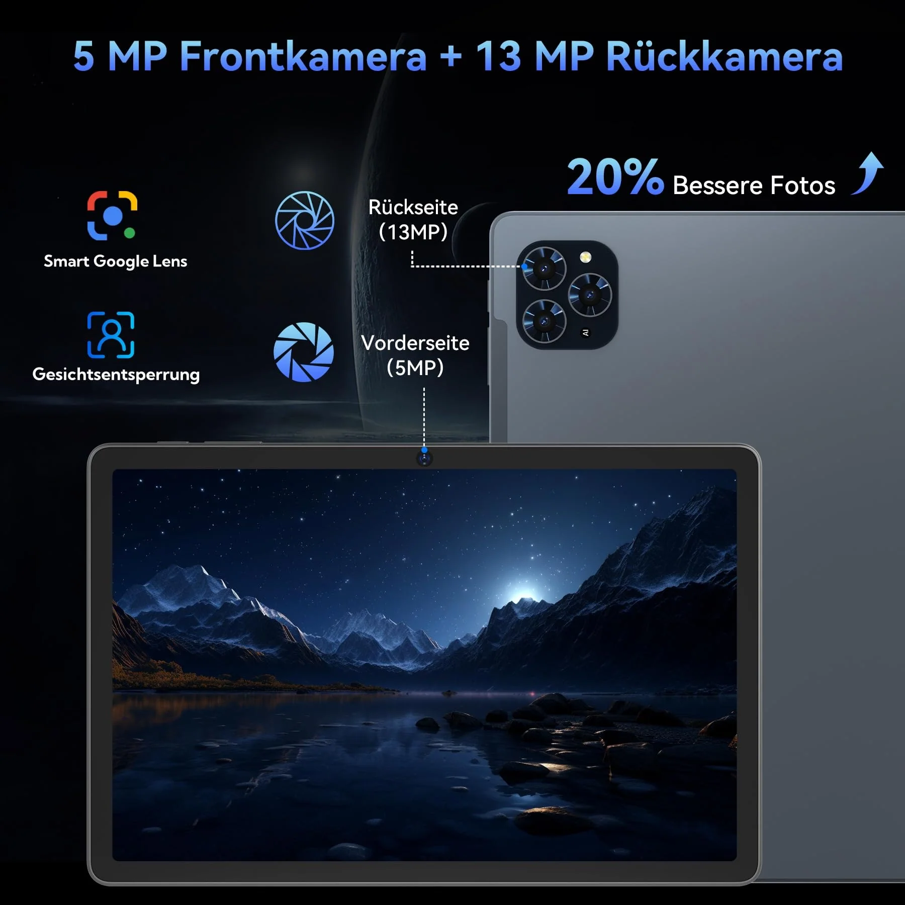 Tablet 2025 Das weltweit erste Android 16 Tablets mit Gemini AI, 11 Zoll FHD Display, 24GB RAM 128GB ROM / 2TB TF, 13MP Kamera, 8000mAh, Widevine L1, 5G WiFi, 2 in 1 - Tablet mit Tastatur und Stift - Image 2