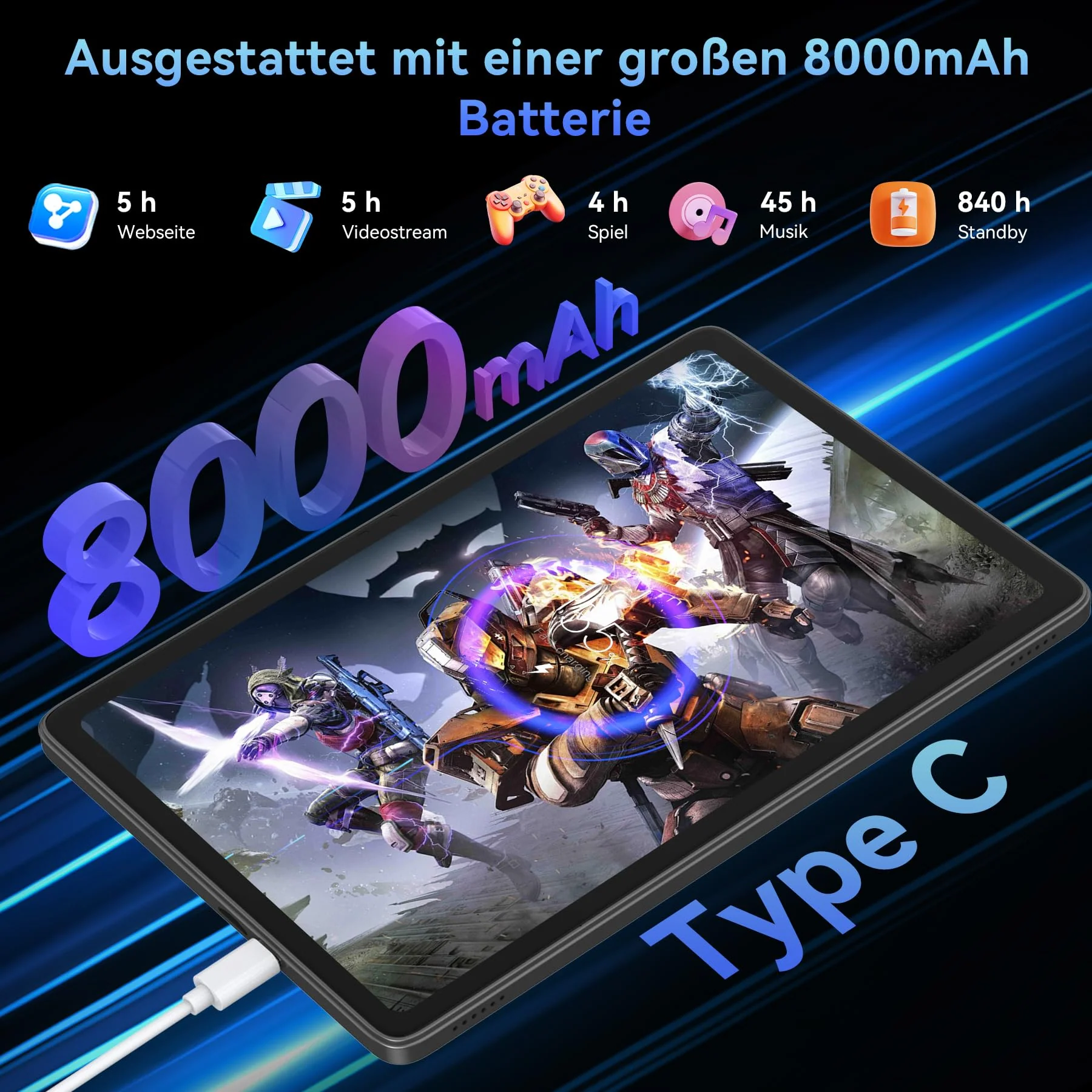 Tablet 2025 Das weltweit erste Android 16 Tablets mit Gemini AI, 11 Zoll FHD Display, 24GB RAM 128GB ROM / 2TB TF, 13MP Kamera, 8000mAh, Widevine L1, 5G WiFi, 2 in 1 - Tablet mit Tastatur und Stift - Image 3