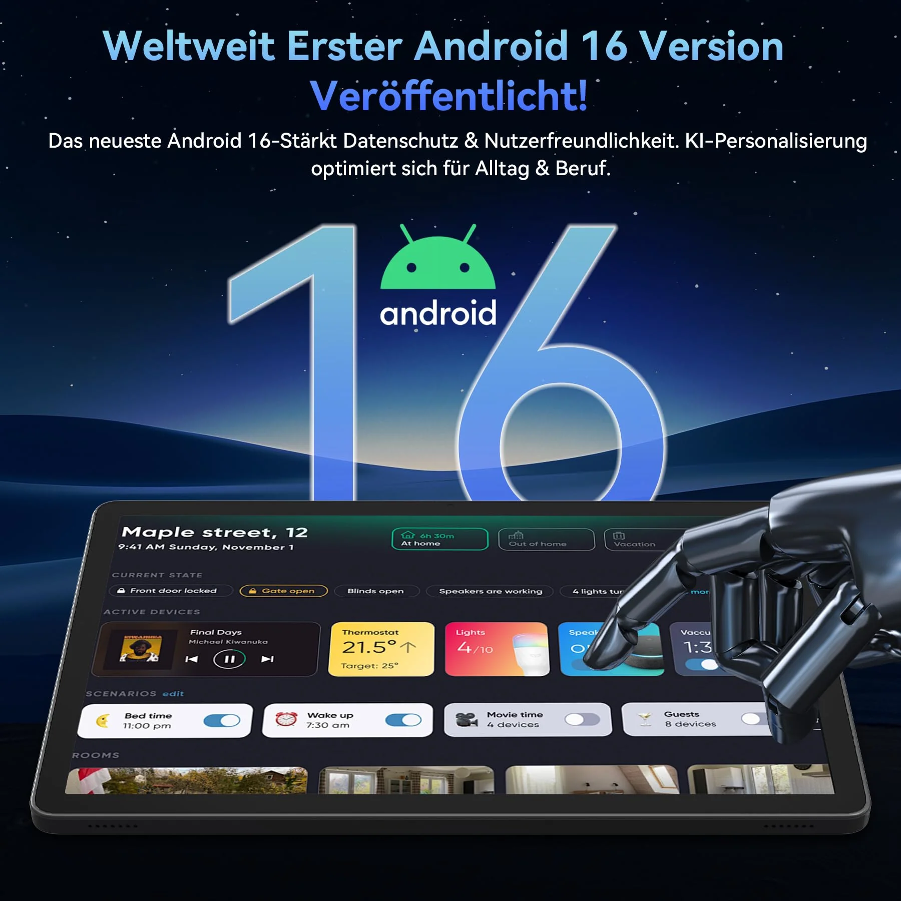 Tablet 2025 Das weltweit erste Android 16 Tablets mit Gemini AI, 11 Zoll FHD Display, 24GB RAM 128GB ROM / 2TB TF, 13MP Kamera, 8000mAh, Widevine L1, 5G WiFi, 2 in 1 - Tablet mit Tastatur und Stift - Image 9