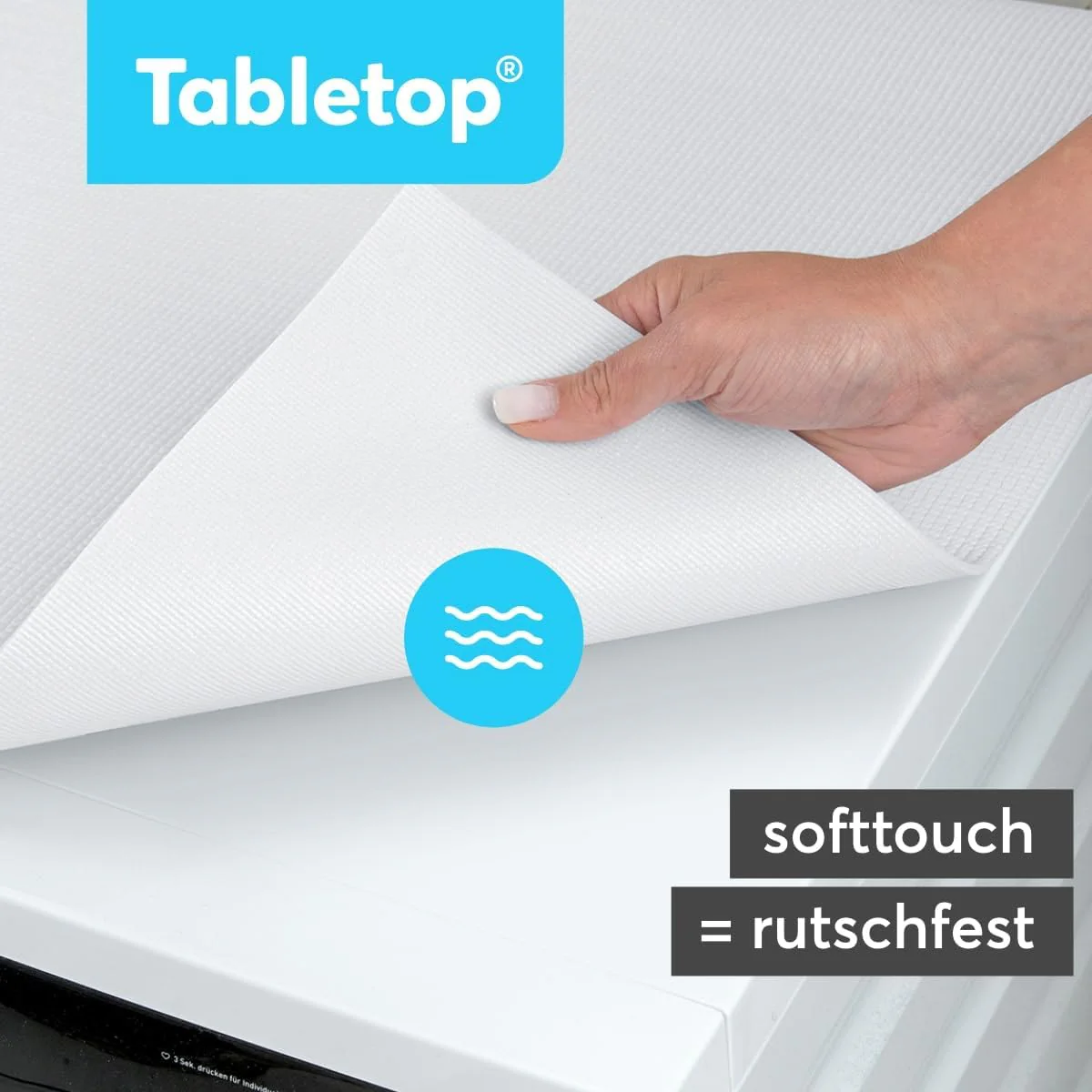 Tabletop Waschmaschinenauflage rutschfest in 60 x 60 cm - zuschneidbare Weichschaum Auflage in Stein Optik grau als Abdeckung für Waschmaschine & Trockner - Waschmaschinenabdeckung MADE IN GERMANY - Image 2