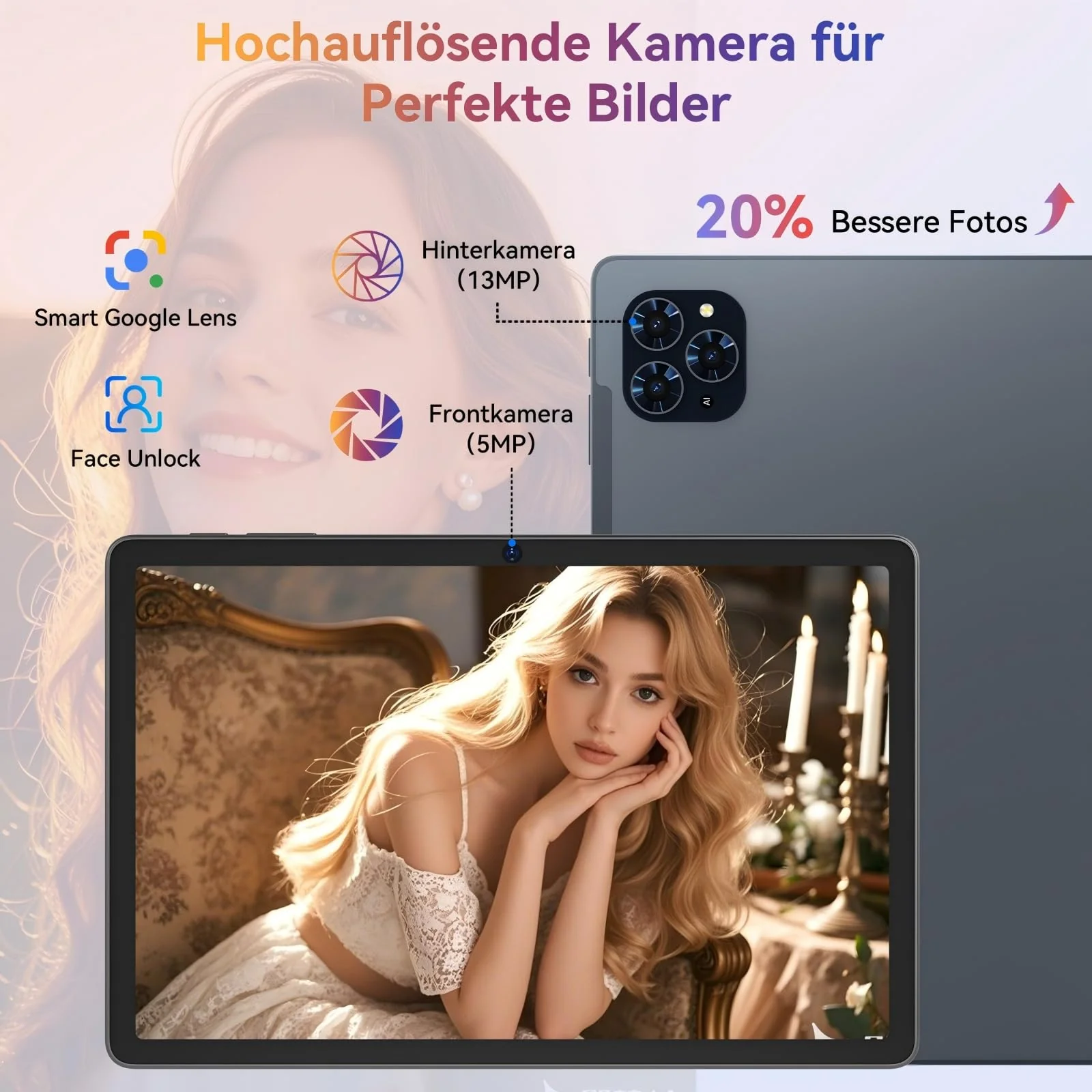 TABWEE Android 15 Tablet mit Tastatur - 24GB RAM+128GB ROM+2TB TF, Octa Core, Gaming Tablet 11 Zoll, Widevine L1, 1920x1200 FHD+IPS, 8000mAh Akuu, Gemini AI, 13MP+5MP KI Kamera, Face ID, 5G WiFi, GPS - Image 5