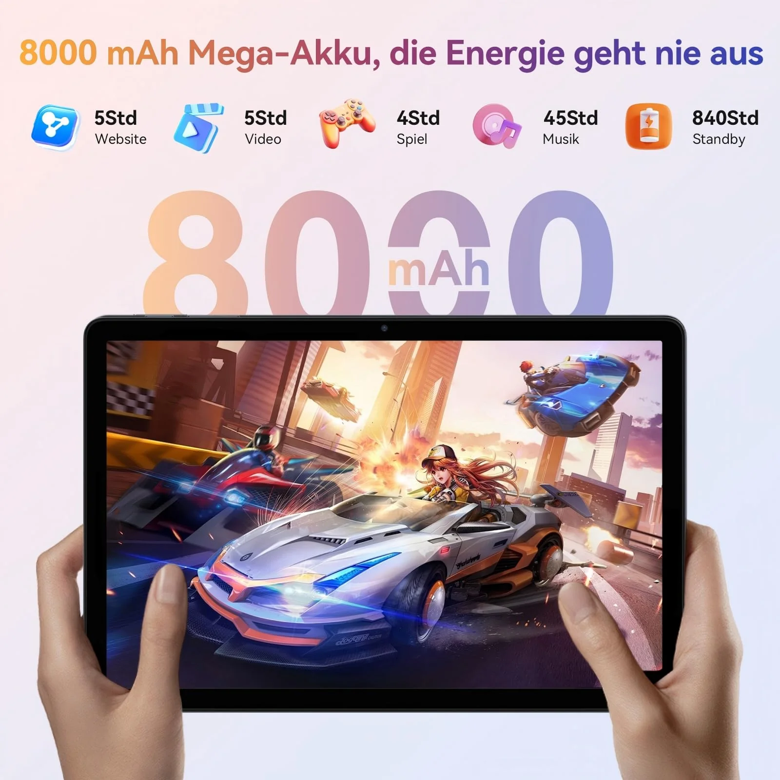 TABWEE Android 15 Tablet mit Tastatur - 24GB RAM+128GB ROM+2TB TF, Octa Core, Gaming Tablet 11 Zoll, Widevine L1, 1920x1200 FHD+IPS, 8000mAh Akuu, Gemini AI, 13MP+5MP KI Kamera, Face ID, 5G WiFi, GPS - Image 6