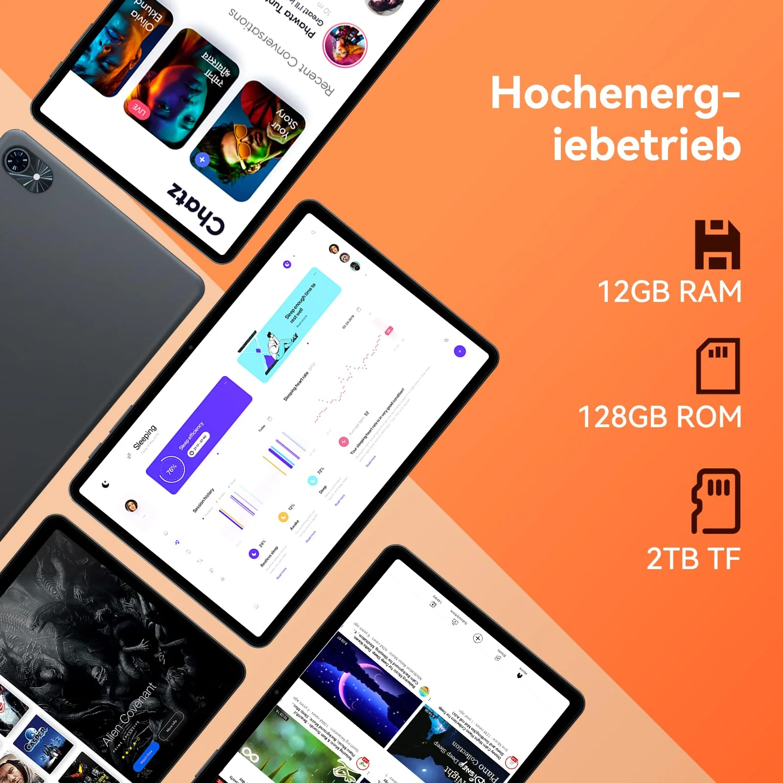 TABWEE T80 Android 15 Tablet 10 Zoll, 12GB RAM + 128GB ROM (Erweiterbar auf 2TB), 5G WiFi, Gemini AI, 6000mAh Akku. Perfekt für Gaming mit Dual-Kamera, BT5.0, OTG & Type-C. Neuestes Modell 2025 - Image 6