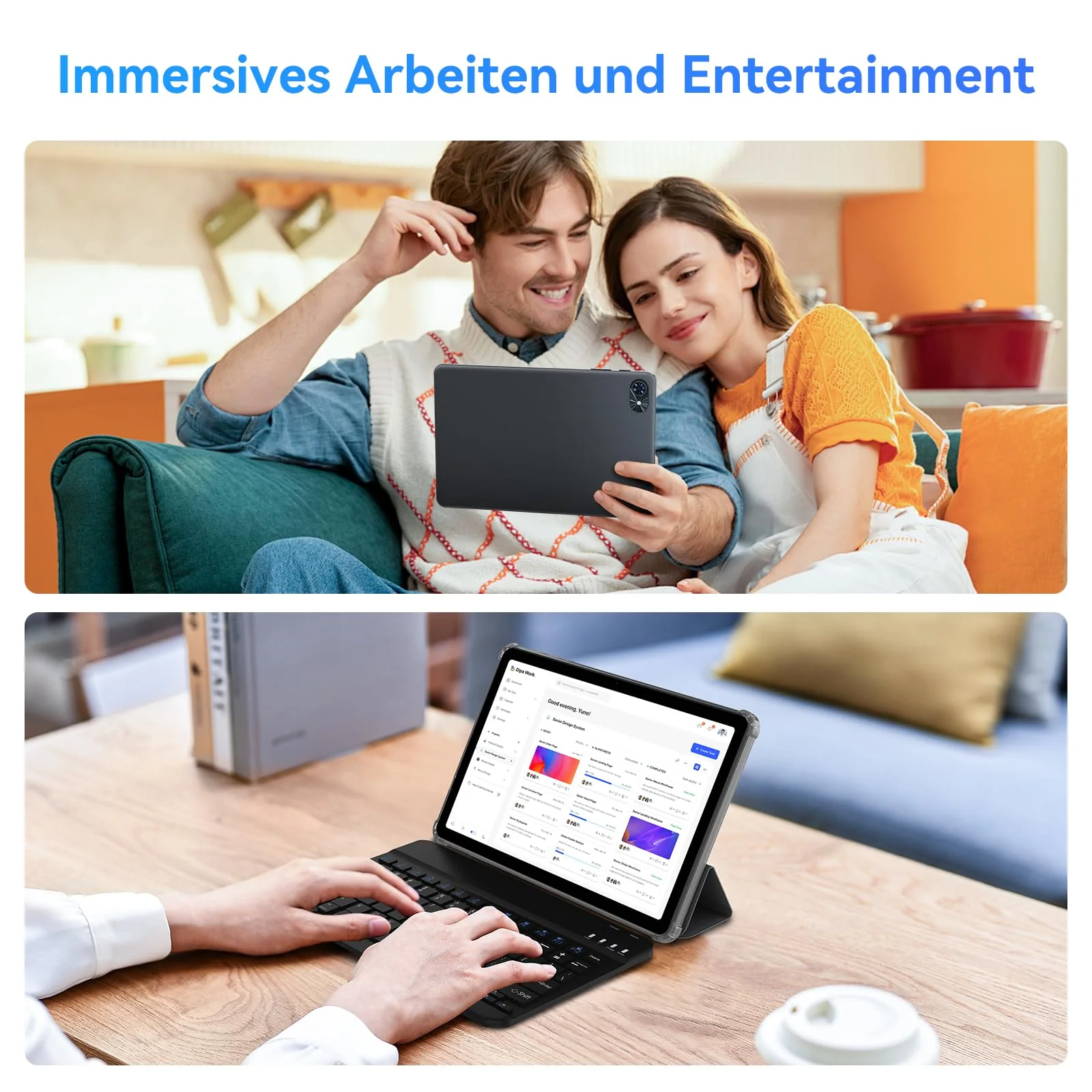 TABWEE T80 Android 15 Tablet mit Tastatur - 18GB RAM+128GB ROM (2TB TF), Tablet 10 Zoll, 6000mAh, 5MP+2MP, Gemini AI, 5G WiFi, GPS, Face ID (2 Jahre Garantie) - Image 2