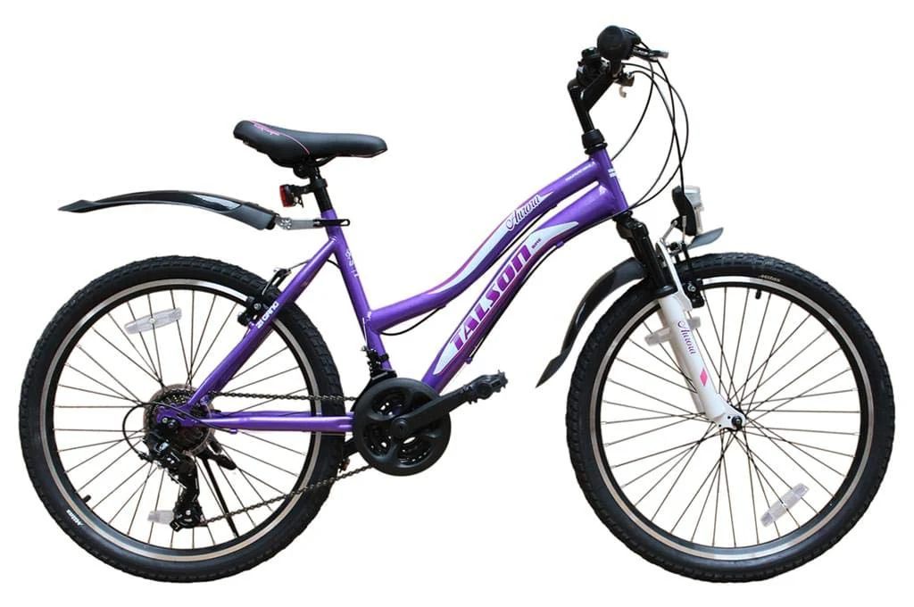 Talson 24 Zoll Mädchen Fahrrad MTB mit Beleuchtung und Shimano 21-Gang Kinderfahrrad Lila - Image 2