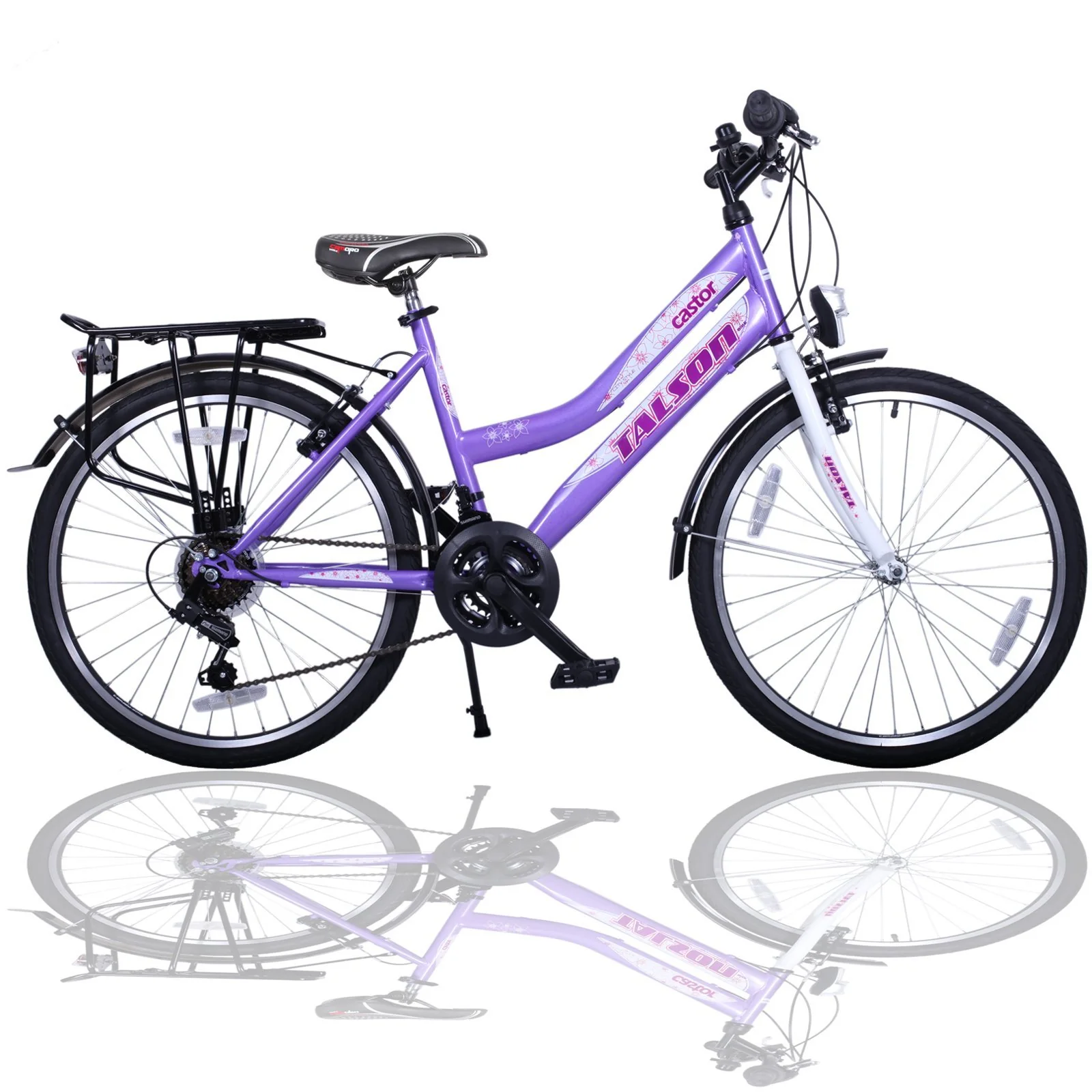 Talson 26 Zoll Mädchenfahrrad 21-Gang Shimano Schaltung mit Beleuchtung nach STVO Lila Doppelrahmen - Image 4