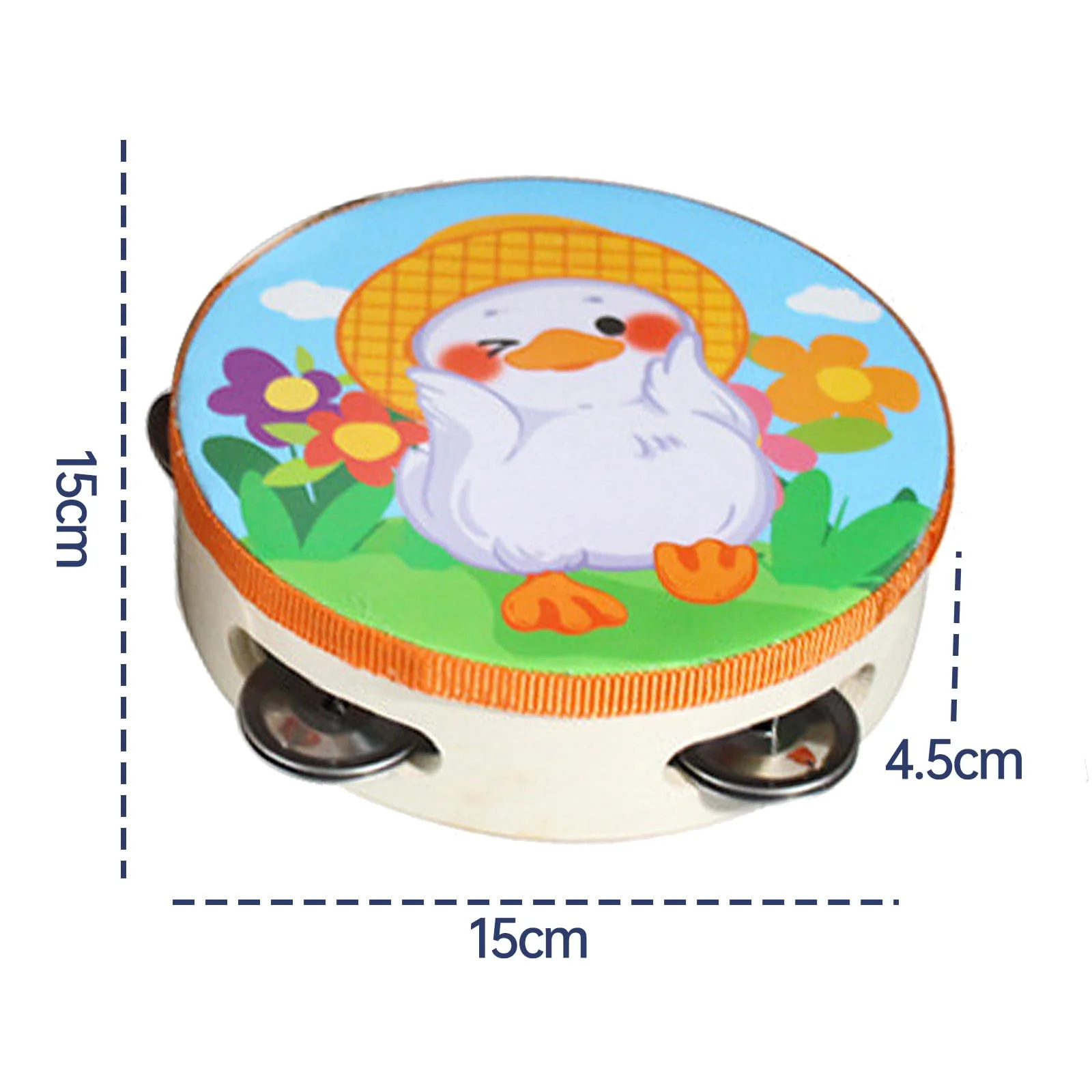 Tamburin Kinder,Zuzer 2PCS Tambourine Holz Handtrommeln 6 Zoll Handheld Tamburin,Tamburine mit Glöckchen Musikinstrumente für Kinder Baby - Image 7