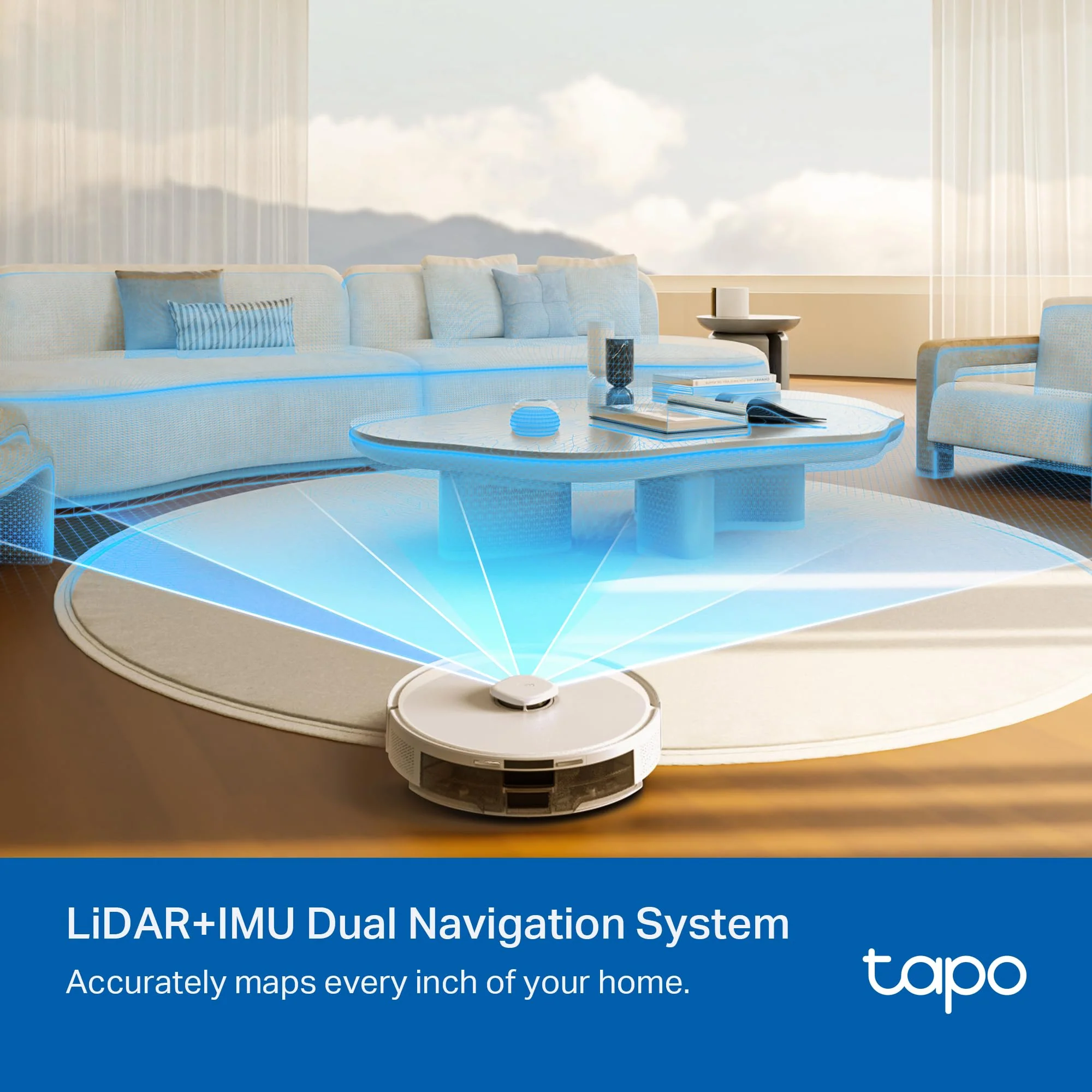 Tapo RV30 Max Plus Saugroboter mit Wischfunktion und automatischer Absaugstation, 5300Pa Ultra Starke Saugkraft, LiDAR+IMU Dual-Navigation, Alexa & Google Assistant Sprachsteuerung, Weiß - Image 3