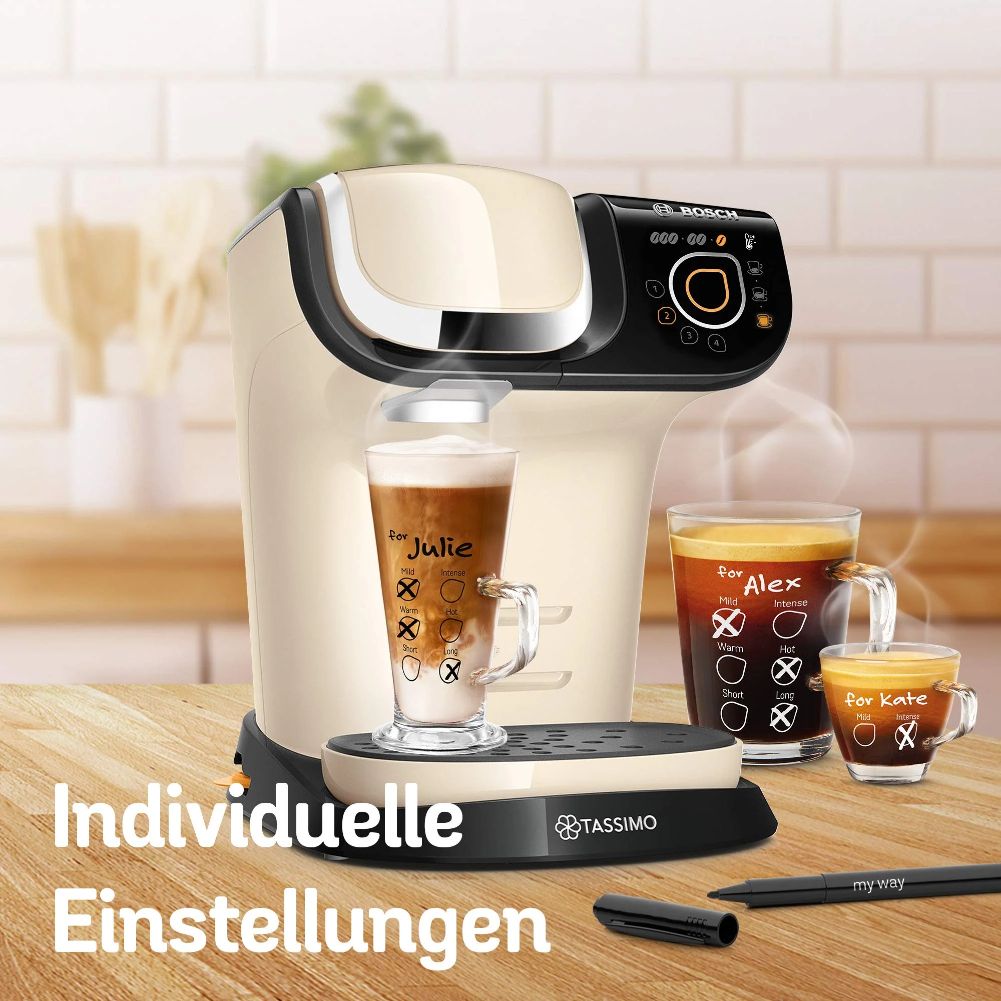 Tassimo My Way 2 Kapselmaschine TAS6507 Kaffeemaschine by Bosch, mit Wasserfilter, über 70 Getränke, Personalisierung, vollautomatisch, einfache Zubereitung, 1.500 Watt, 1,3 Liter, creme - Image 6