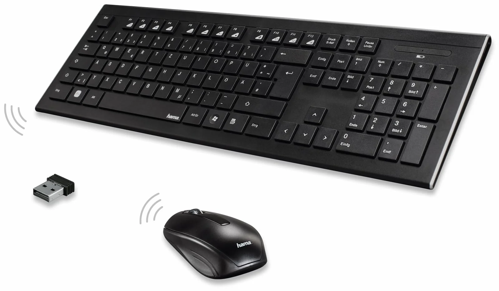 Tastatur und Maus Set (kabellos, 2,4 GHz Funktechnologie, 12 Mediatasten, Qwertz deutsches Tastenlayout, Nummernblock, Keyboard) - Image 3