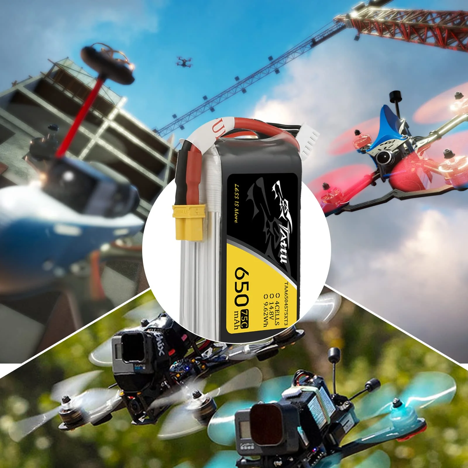 TATTU 4S lipo 650mAh 4S1P 75C 14.8V Lipo Pack Akku mit XT30 Stecker für UAV Drohne RC Quadrocopter Multirotor FPV 150 Größe - Image 2