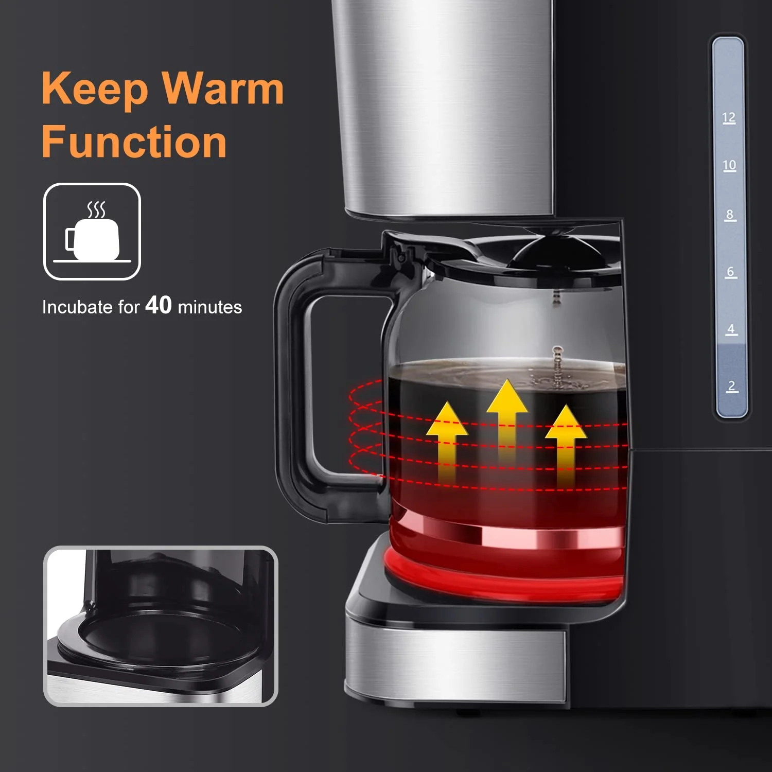 Taylor Swoden Darcy - 950W Kaffeemaschine mit Timer,1.5L Filterkaffeemaschine 12 Tassen, Abschaltautomatik, Tropf-Stopp, Wiederverwendbarem Filter und Heizplatte, BPA-frei, Schwarz, 2 Stück - Image 6