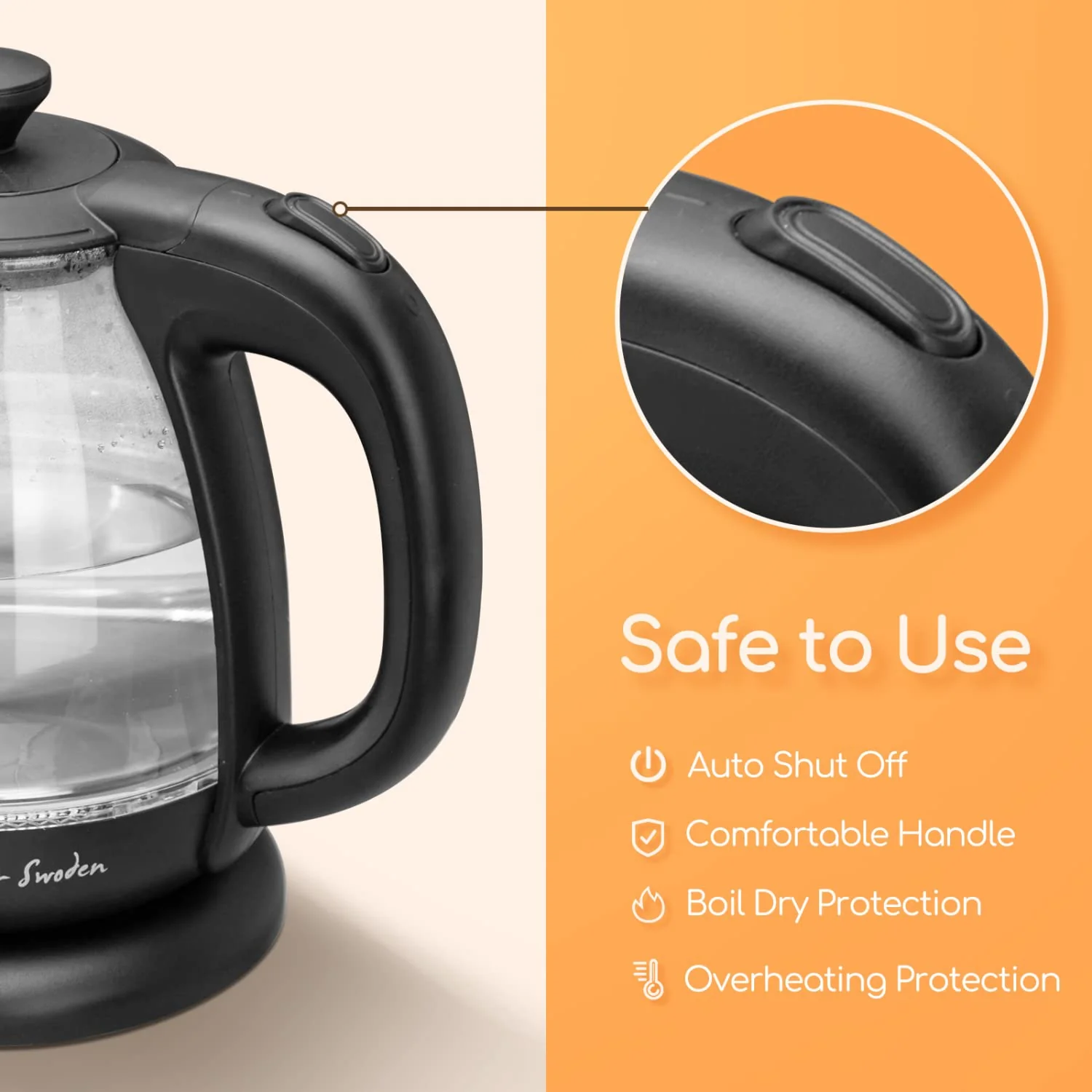 Taylor Swoden Wasserkocher Klein 1 Liter, Wasserkocher Glas Led, 2200W Teekocher Elektrisch, Warmhaltefunktion, Herausnehmbarer Filter, BPA FREI, für Reisen, Küche Wohnmobil oder Büro - Image 4