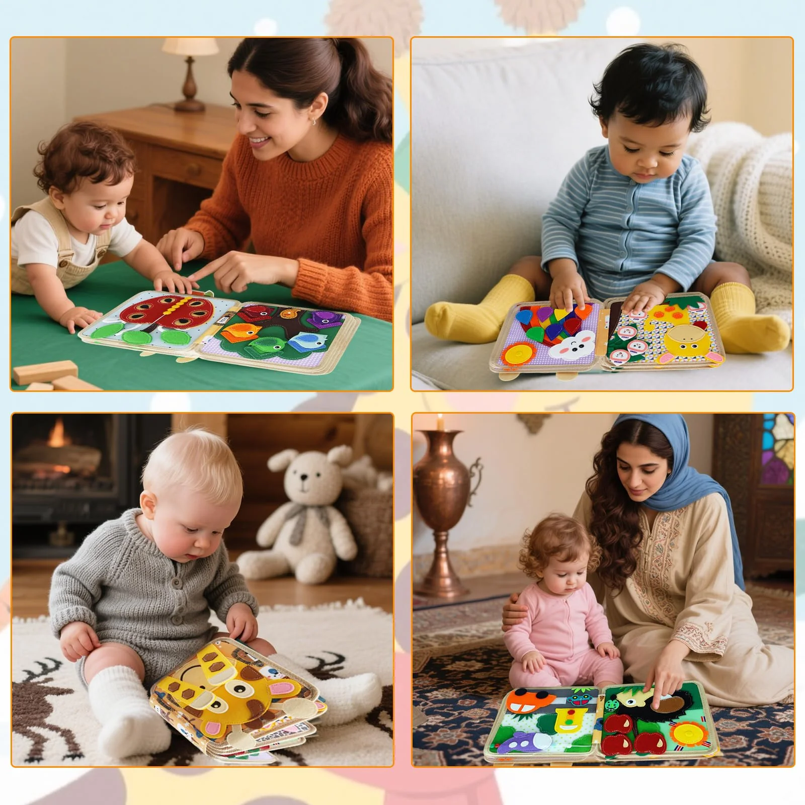 Tbintul Montessori Spielzeug ab 1 Jahre, Stoffbuch Baby, 3D Filz Montessori Busy Board Baby, Montessori Stille Buch mit, Stilles Buch für Reisen Zuhause,Geschenk Spielzeug ab 1-5 Jahre Mädchen Junge - Image 3