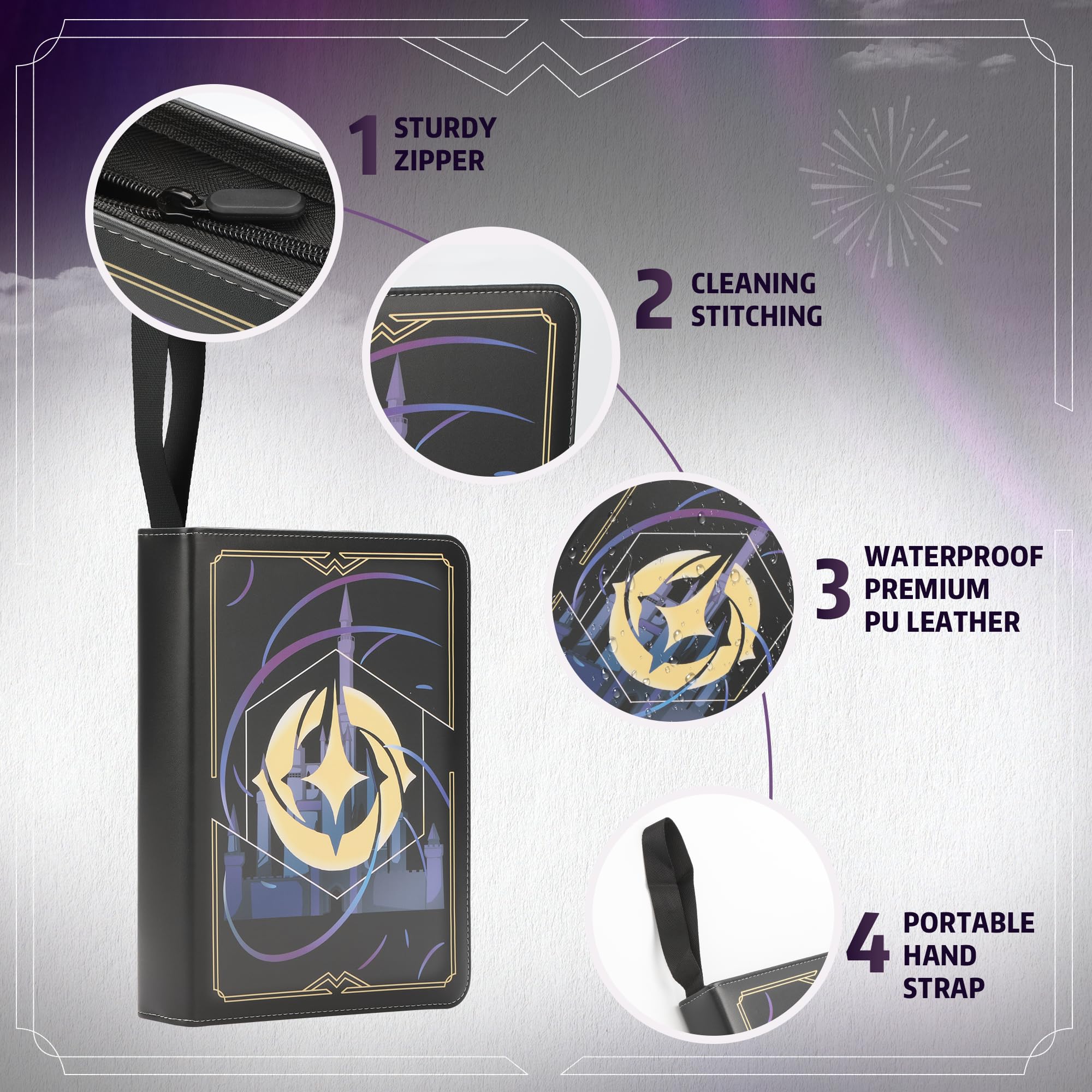 TCGUARD Sammelalbum für Lorcana-Karten, Premium Sammelkarten Album mit 900 Fächern, Kompatibel mit Lorcana Karten, Card Binder für TCG-Aufbewahrungs und Präsentationssammlung(Schwarz 9) - Image 5