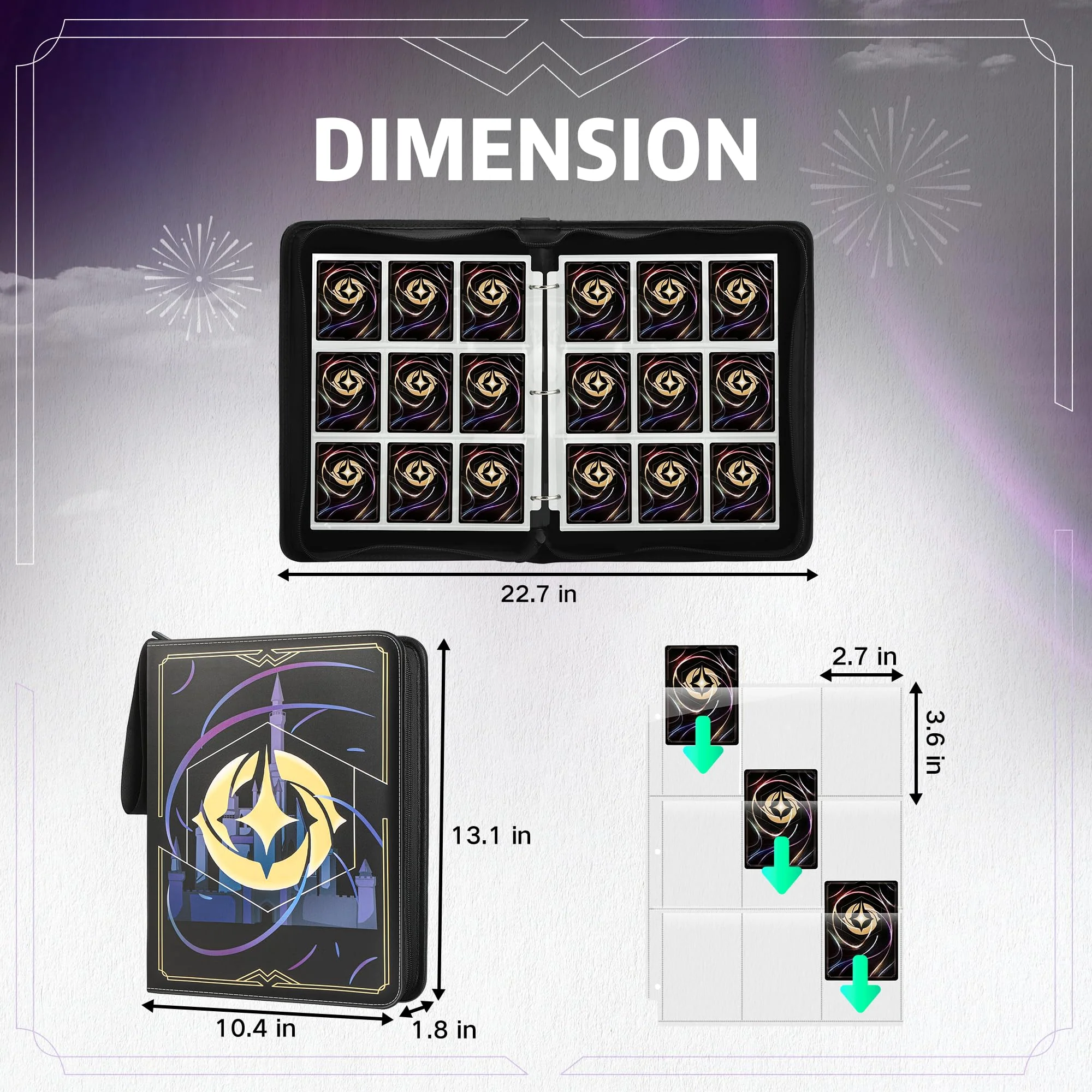TCGUARD Sammelalbum für Lorcana-Karten, Premium Sammelkarten Album mit 900 Fächern, Kompatibel mit Lorcana Karten, Card Binder für TCG-Aufbewahrungs und Präsentationssammlung(Schwarz 9) - Image 7