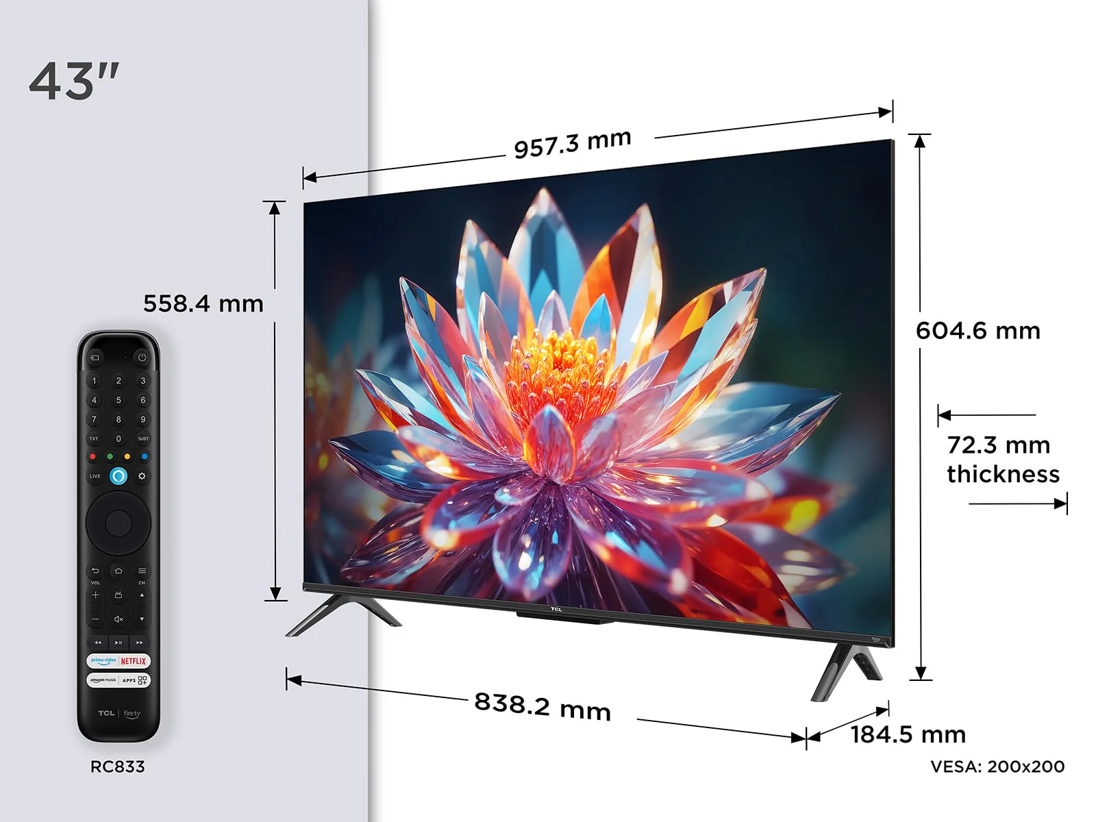 TCL 43T6C 43 Zoll QLED 4K HDR Fernseher, Smart Fire TV mit Dolby Vision & Atmos, HDR10+, Sprachbefehl Funktion & Ask Alexa - Image 6