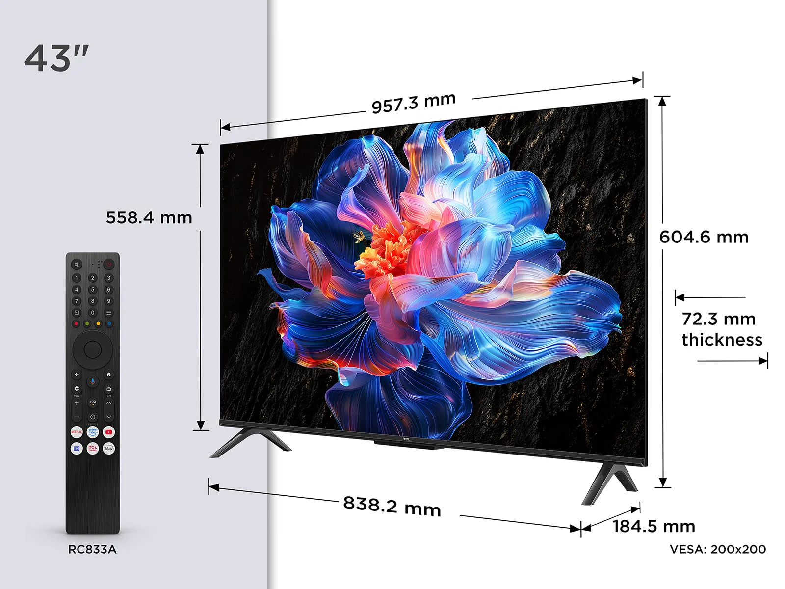 TCL 43V6C 43 Zoll Direct LED TV, 4K HDR Fernseher, Smart TV mithilfe von Google TV (Dolby Audio, Motion Clarity, Kompatibel mit Google Assistant & Alexa) - Image 8