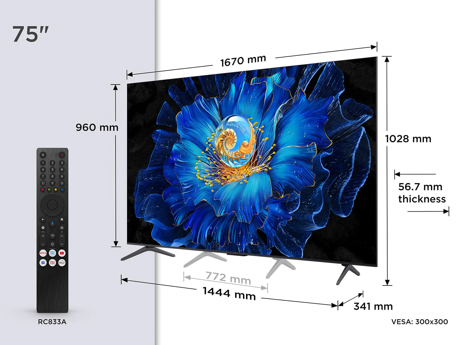 TCL 75C61KS 75 Zoll, QD-Mini LED TV, 4K HDR Premium, Smart Google Fernseher mit Dolby Atmos, Onkyo 2.1 Sound System, Game Master - Image 3