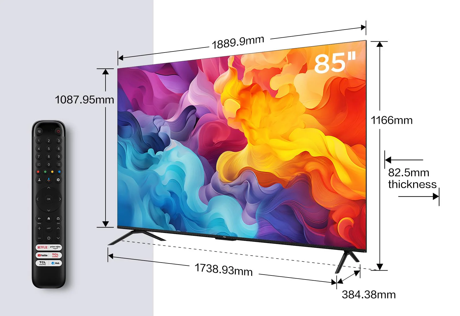 TCL 85V6B 85 Zoll, 4K Ultra HD, HDR TV, HDR10+, Dolby Vision, Smart TV unterstützt von Google TV (Dolby Atmos, Motion Clarity, Sprachsteuerung, Kompatibel mit Google Assistant, Chromecast eingebaut) - Image 2