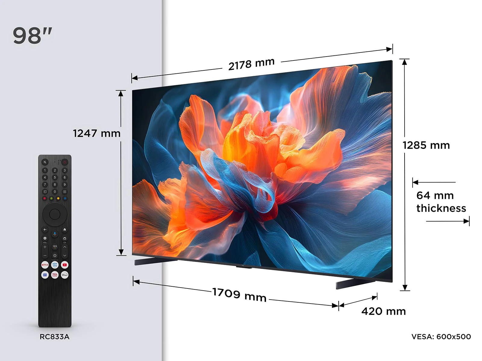 TCL 98T8C 98 Zoll QLED 4K HDR Ultra HD Fernseher, Smart TV mithilfe von Google TV (Dolby Vision Atmos, 144Hz Motion Clarity Pro, Game Bar, ALLM, FreeSync, Onkyo 2.1 Sound,Sprachsteuerung) - Image 15