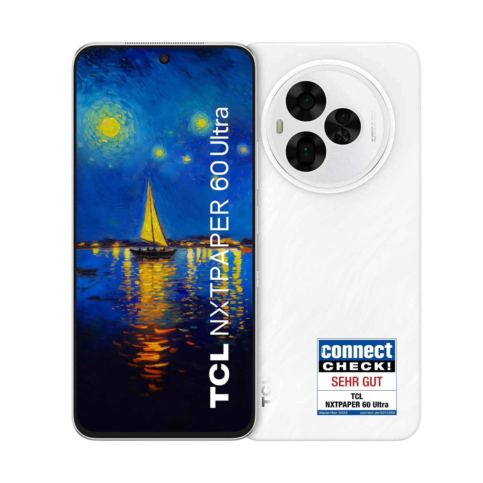 TCL NXTPAPER 60 Ultra 5G Android-Smartphone,7,2 Zoll FHD+ 120 Hz NXTPAPER Display,12 GB RAM + 512 GB ROM,Smartphone mit Augenschutz,5000-mAh-Akku,Lunar White, mit Klappdeckel und Stift