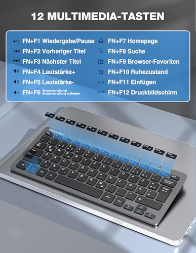 TECKNET Kabelloses Tastatur Maus Set, Deutsch QWERTZ Layout, 2.4 GHz Funk Mini Tastatur Mouse, 15m Reichweite Verbindung, Wireless Leise Funktastatur mit Maus für PC, Laptop, Smart TV, Grau - Image 6