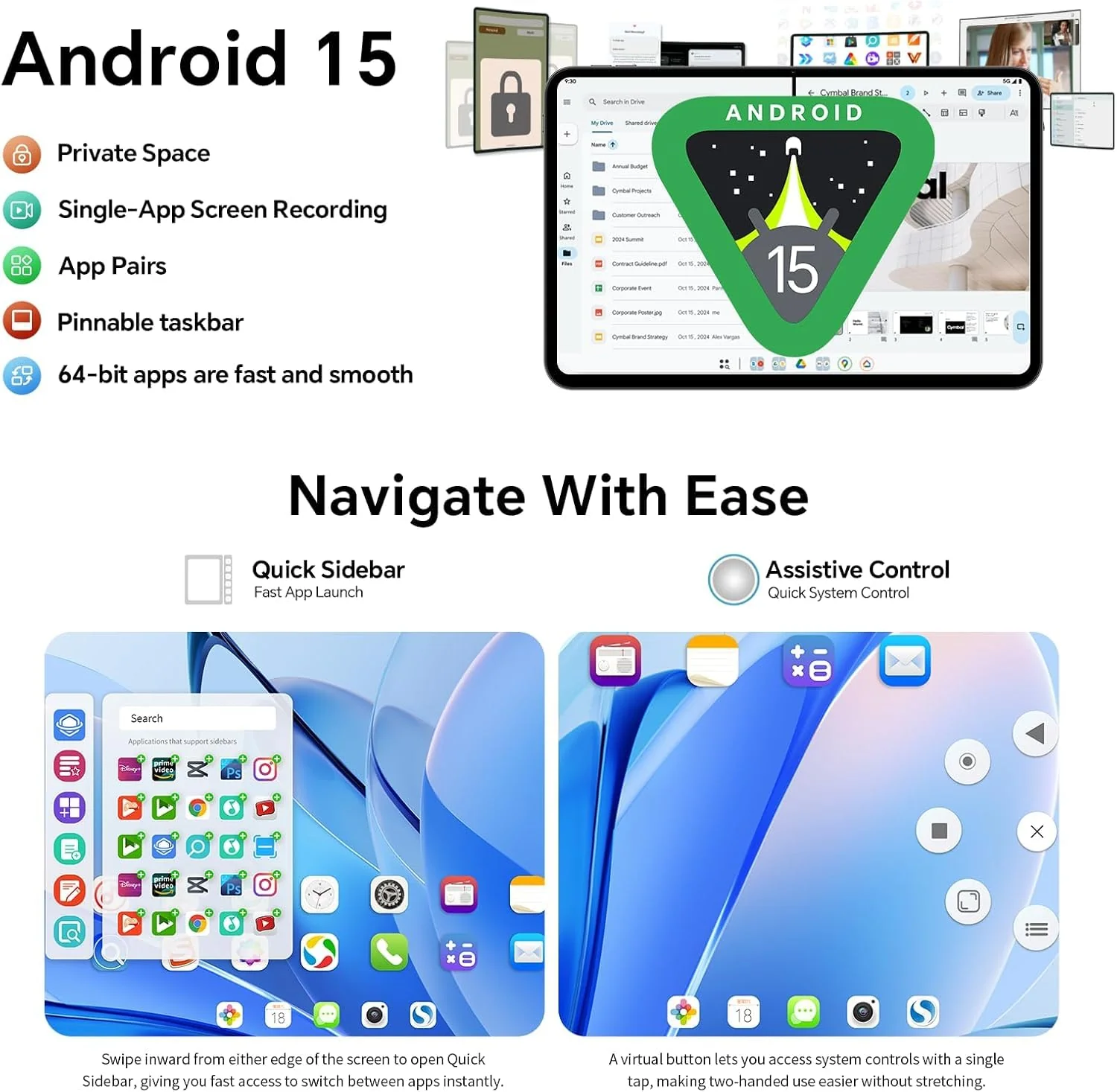 TECLAST T65 Tablet 13,4 Zoll Android 15 Tablets 120Hz Display, 4G LTE Dual SIM, 2.2GHz Gaming, 20GB RAM+128GB ROM(4TB TF), GPS, Widevine L1, Tabletpc mit USB Anschluss für Streaming, Filme - Image 4