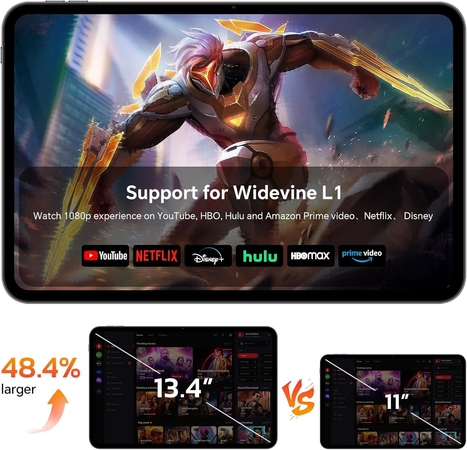 TECLAST T65 Tablet 13,4 Zoll Android 15 Tablets 120Hz Display, 4G LTE Dual SIM, 2.2GHz Gaming, 20GB RAM+128GB ROM(4TB TF), GPS, Widevine L1, Tabletpc mit USB Anschluss für Streaming, Filme - Image 7