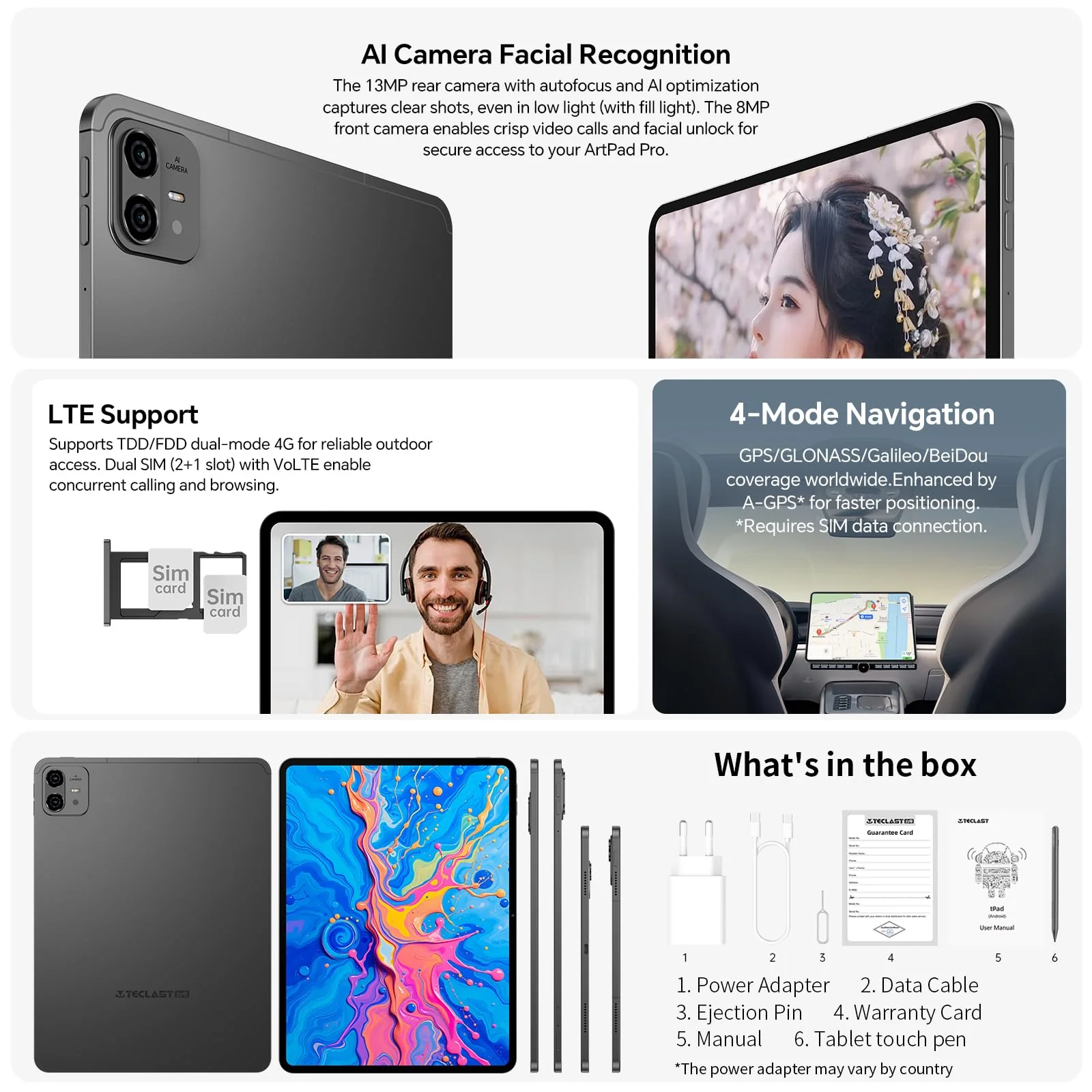 TECLAST Tablet Artpad Pro 12.7" Android 15 Tablets, Helio G99 Gaming Tablet | 20GB RAM 256GB ROM | Dual SIM LTE | 10000mAh | Widevine L1 | GPS/GMS | USBC Anschluss | 30W Schnellladung | Stift inkl. - Image 3