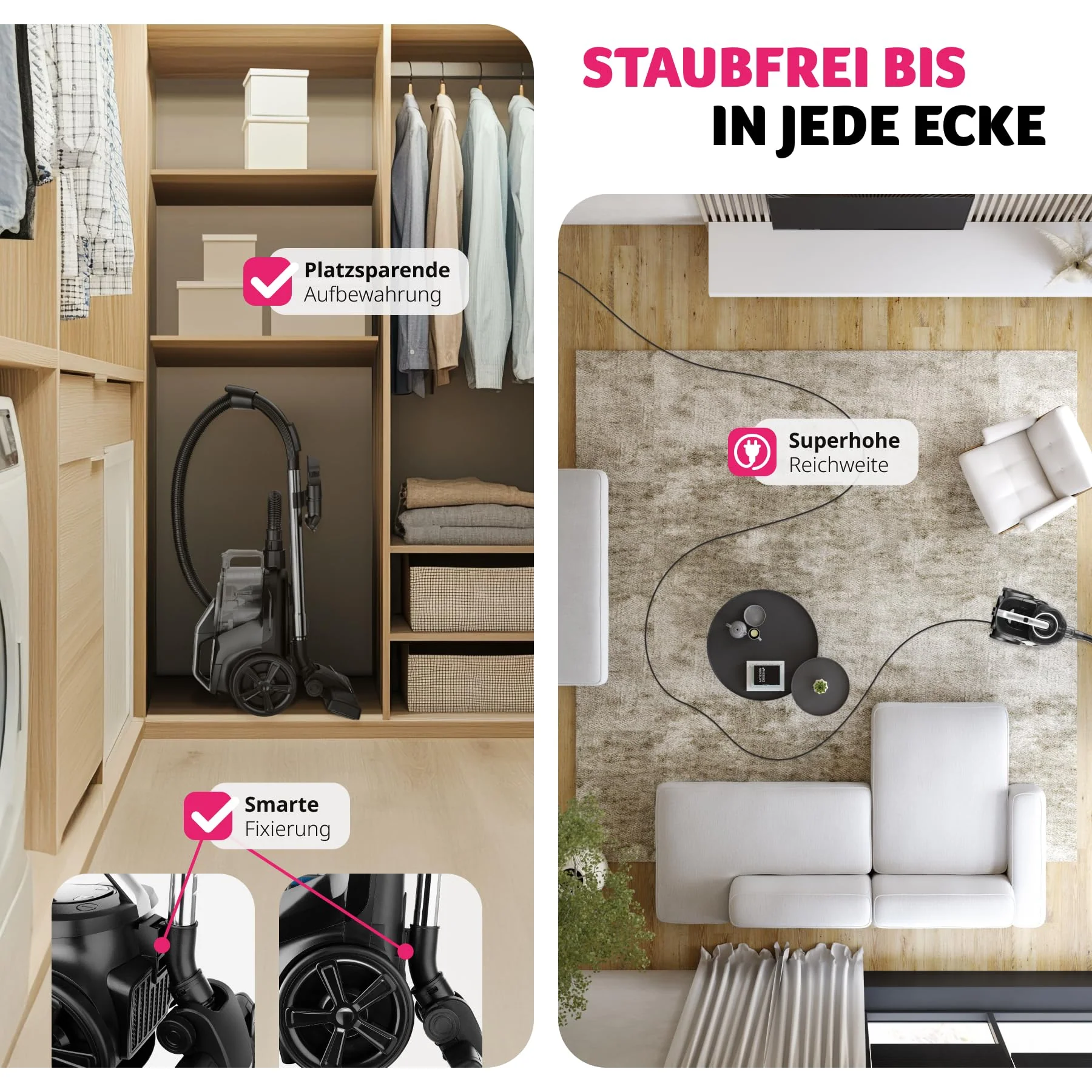 tectake® Staubsauger beutellos, VC900, 900 W, stark, beutelloser Bodenstaubsauger mit Kabel, für Tierhaare, Easy clean ohne Beutel für Teppichboden und Hartboden - Image 7