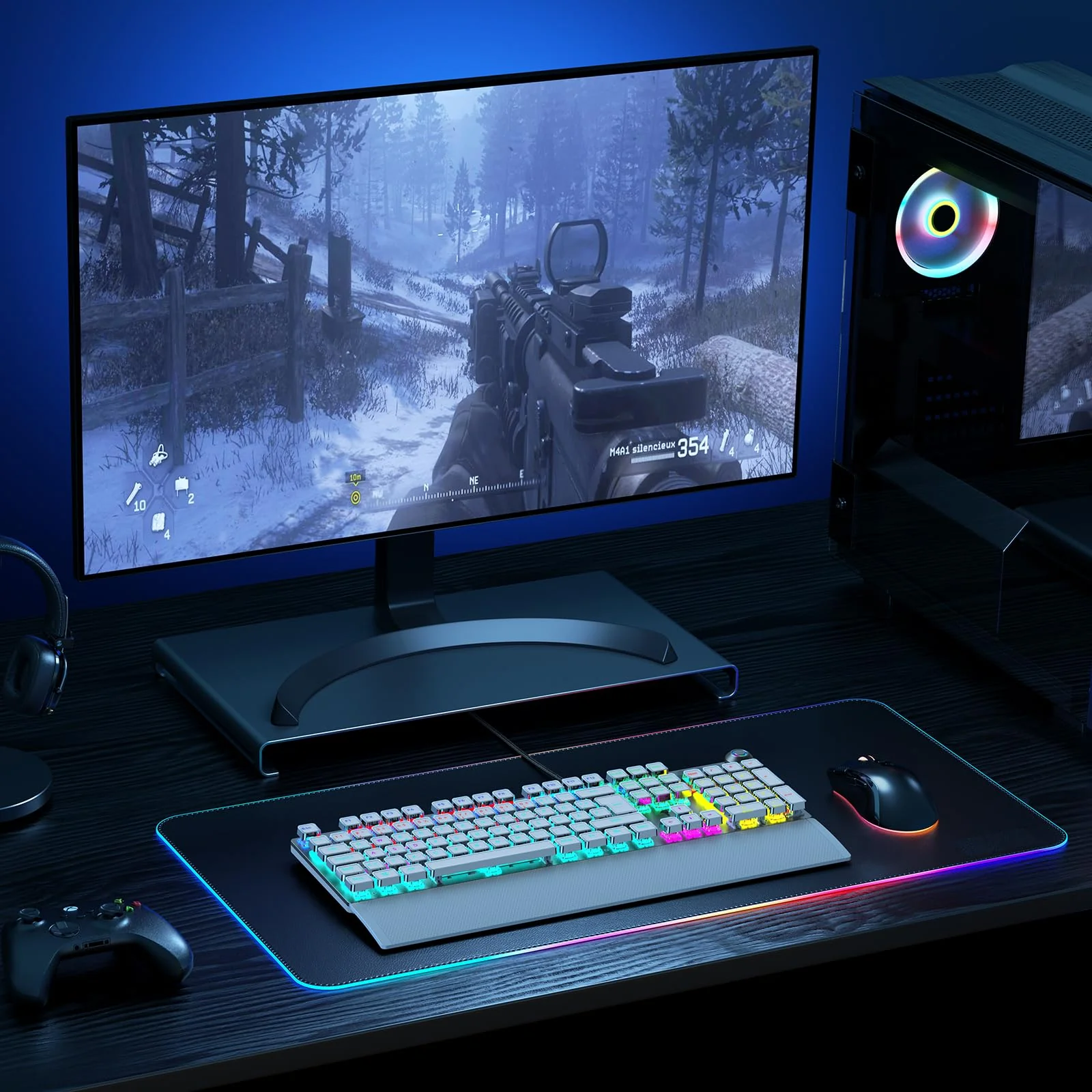 TECURS Gaming Tastatur Mechanische - Gamer Tastatur Programmierbare mit Magnetische Handgelenkauflage, Rote Schalter, 19 LED Modi, Multimedia-Tasten, PC Tastatur mit Kabel QWERTZ DE-Layout, Weiß - Image 6