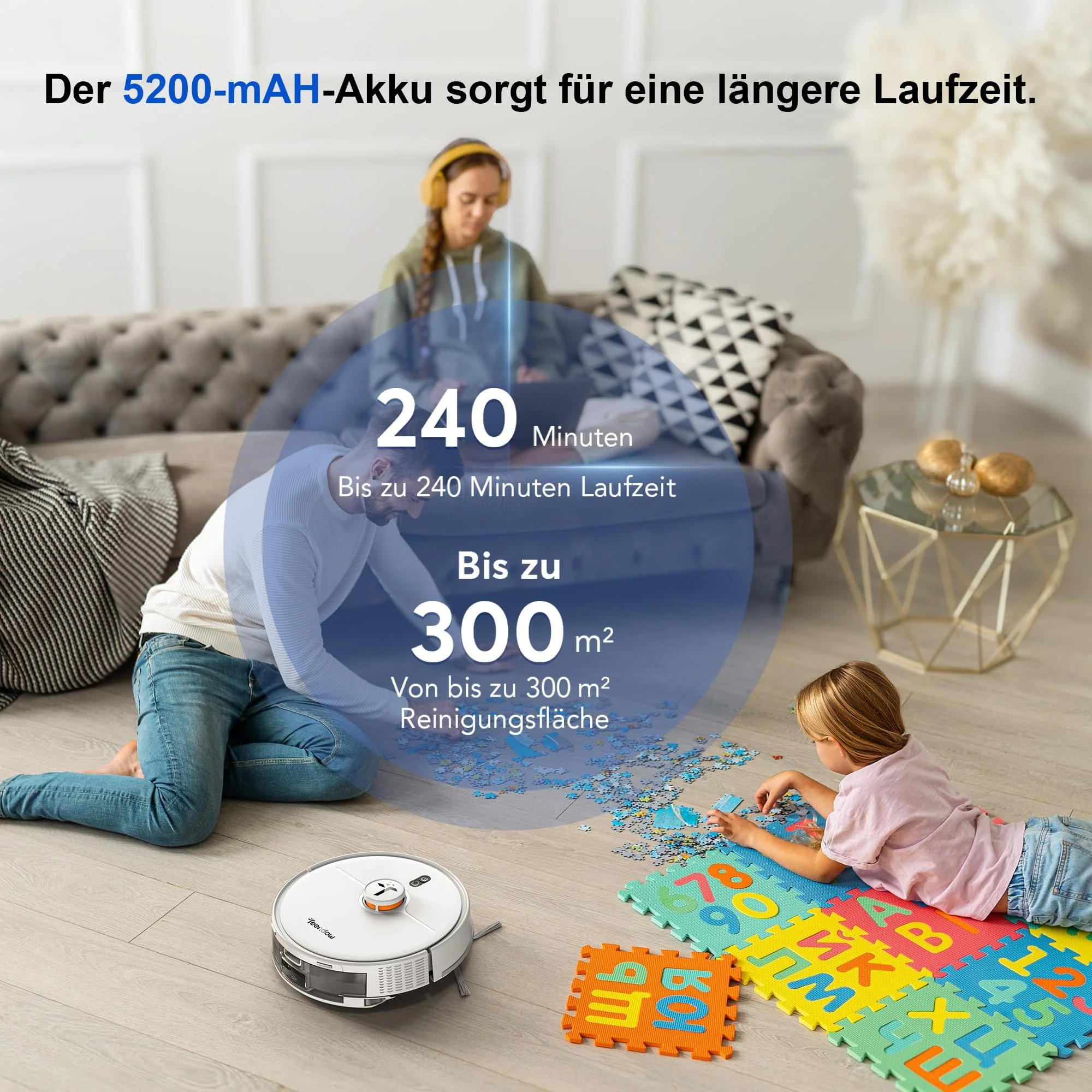 Teendow D20S Max+ Saugroboter mit Wischfunktion, 8000Pa Starke Saugleistung, Saugroboter mit Absaugstation und Tierpflege-Zubehör, LiDAR-Navigation, App und Sprachsteuerung, Ideal für Tierhaare - Image 3