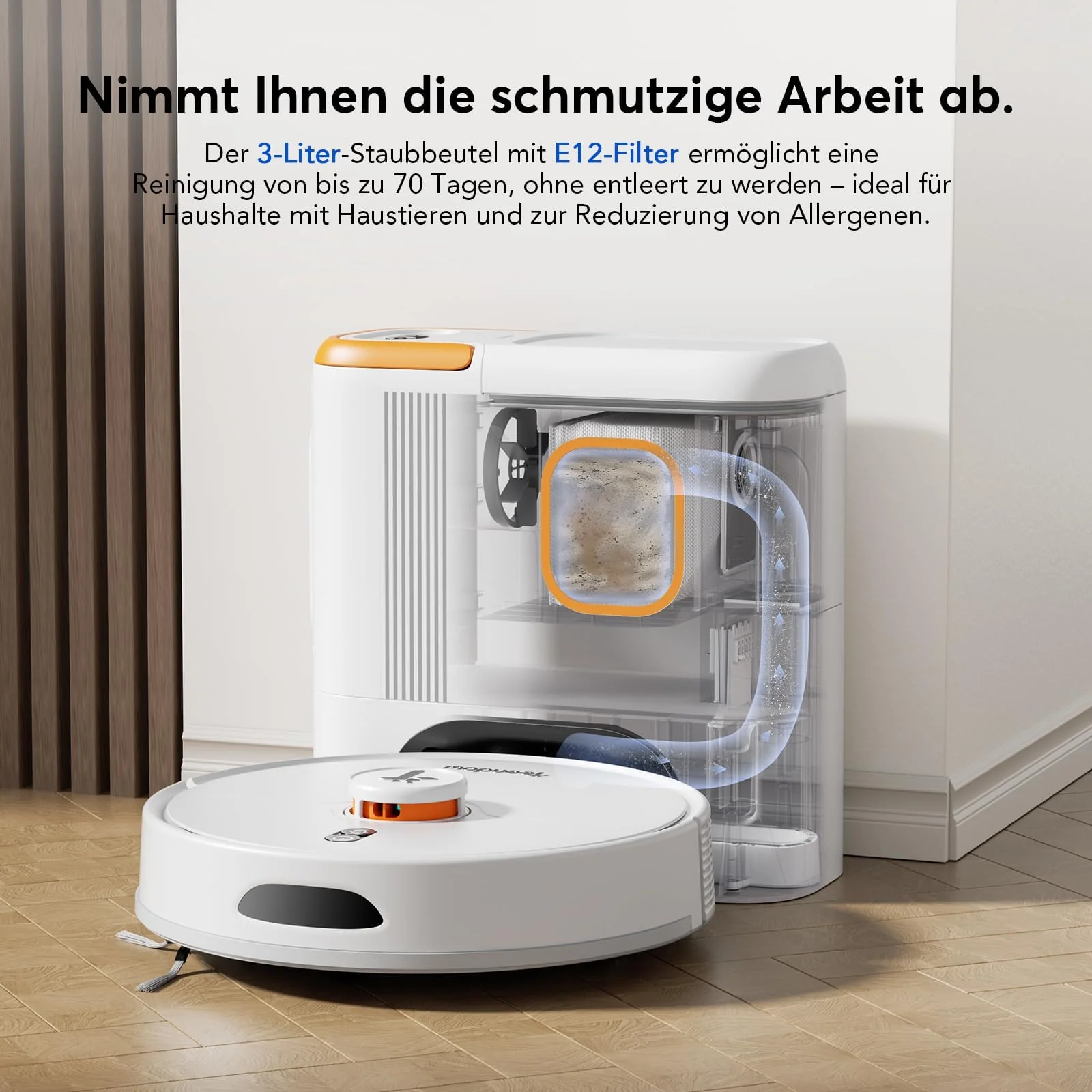 Teendow D20S Max+ Saugroboter mit Wischfunktion, 8000Pa Starke Saugleistung, Saugroboter mit Absaugstation und Tierpflege-Zubehör, LiDAR-Navigation, App und Sprachsteuerung, Ideal für Tierhaare - Image 7